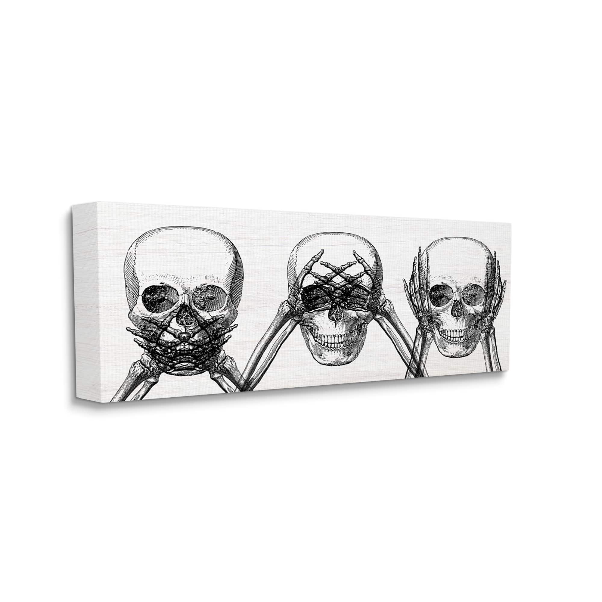 Stupell Industries Speak See Hear No Evil Skulls Canvas Wall Art