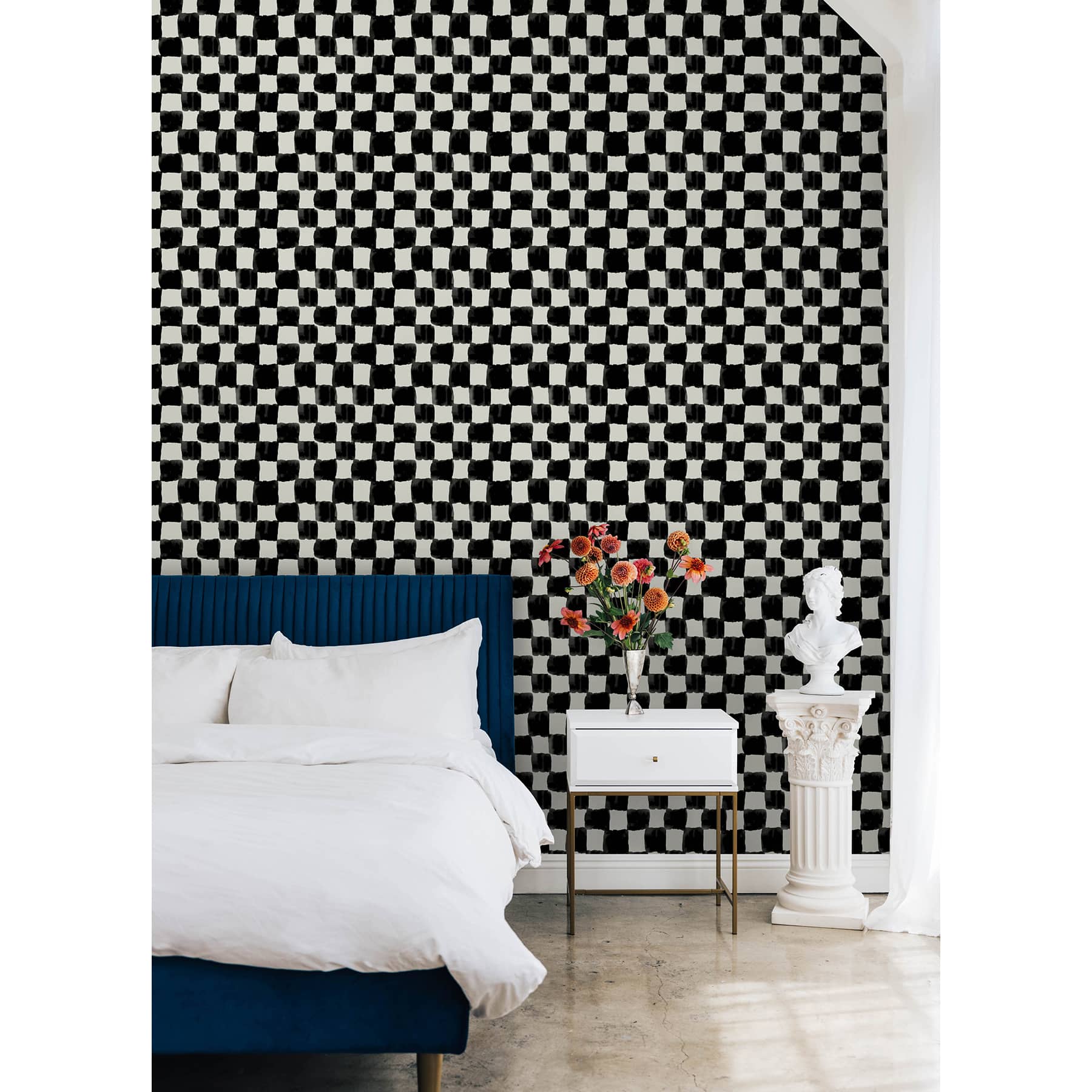RoomMates Mr. Kate Tess Watercolor Soft Checker Peel &#x26; Stick Wallpaper