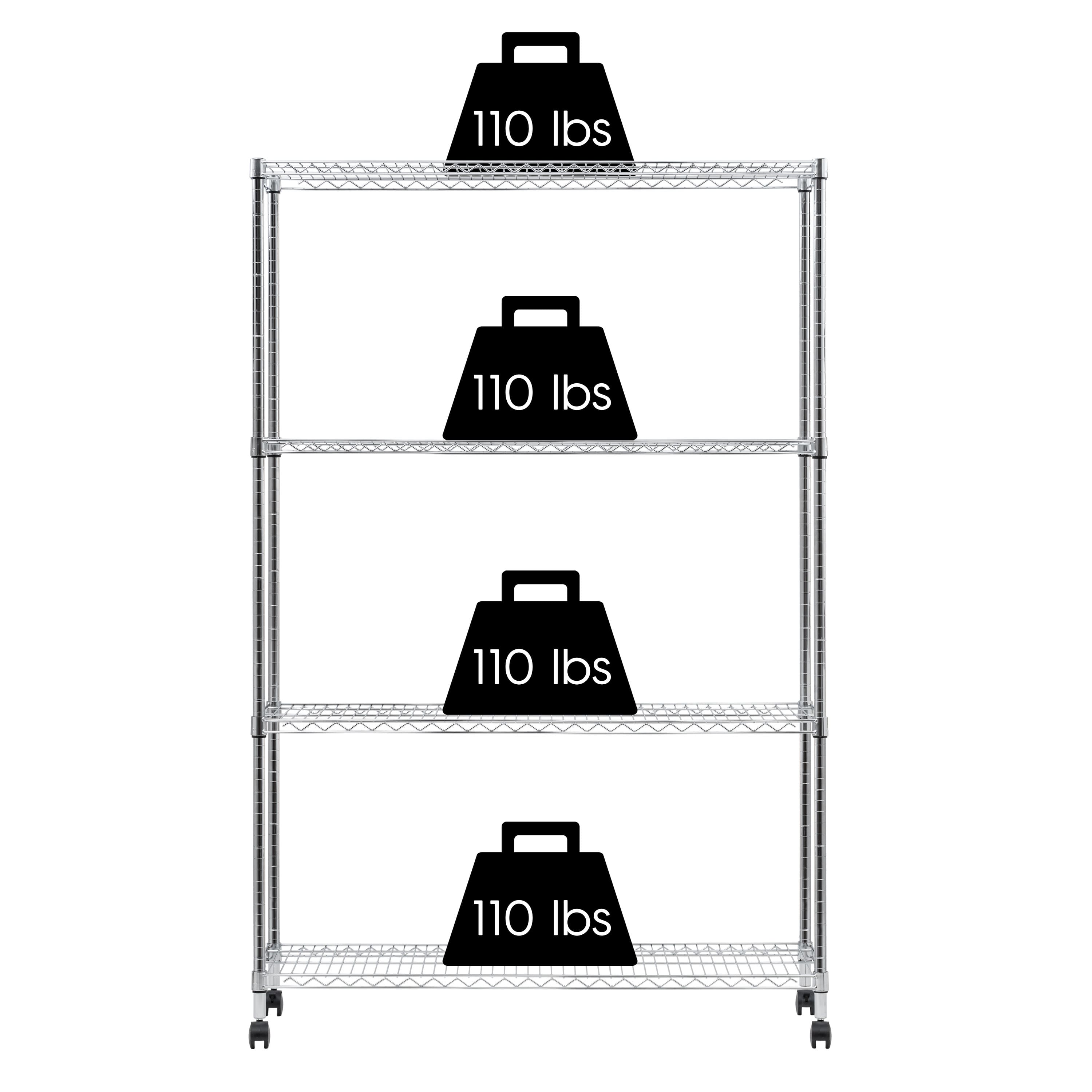 Iris&#xAE; 73.5&#x22; Silver 4-Tier Rolling Wire Rack Shelf