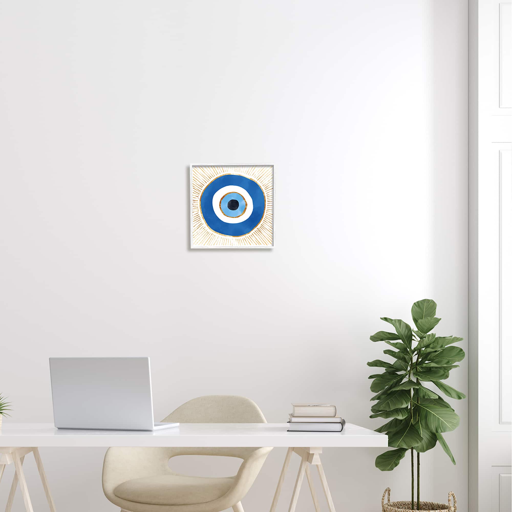 Stupell Industries Evil Eye Symbol Striped Rays Framed Giclee Art