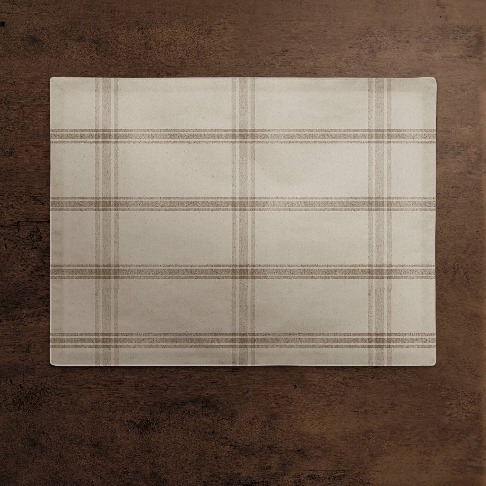 Autumn Fall Brown Plaid Poly Twill Placemat