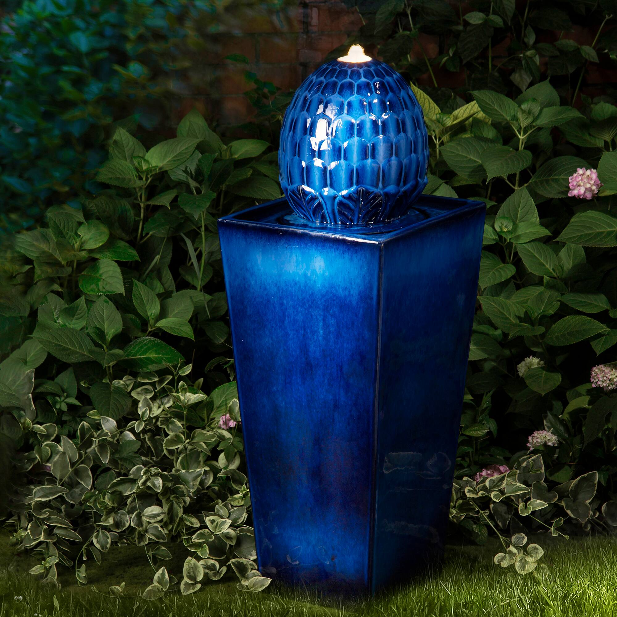 Glitzhome® 36" LED Artichoke Pedestal Ceramic Fountain