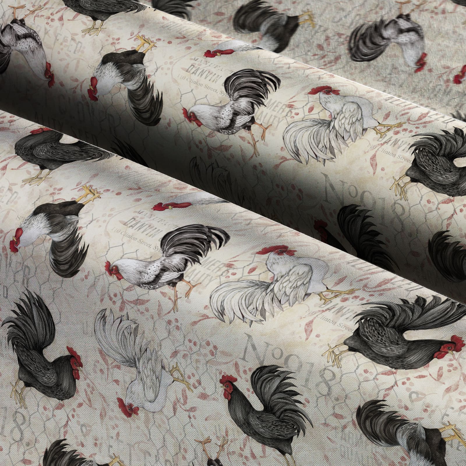 Susan Winget Farmhouse Rooster Toss Cotton Fabric