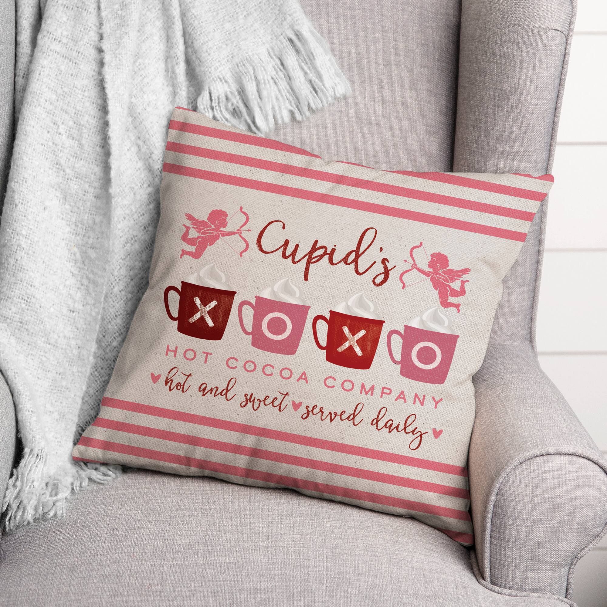 Cupids Hot Cocoa Throw Pillow, 18" x 18"