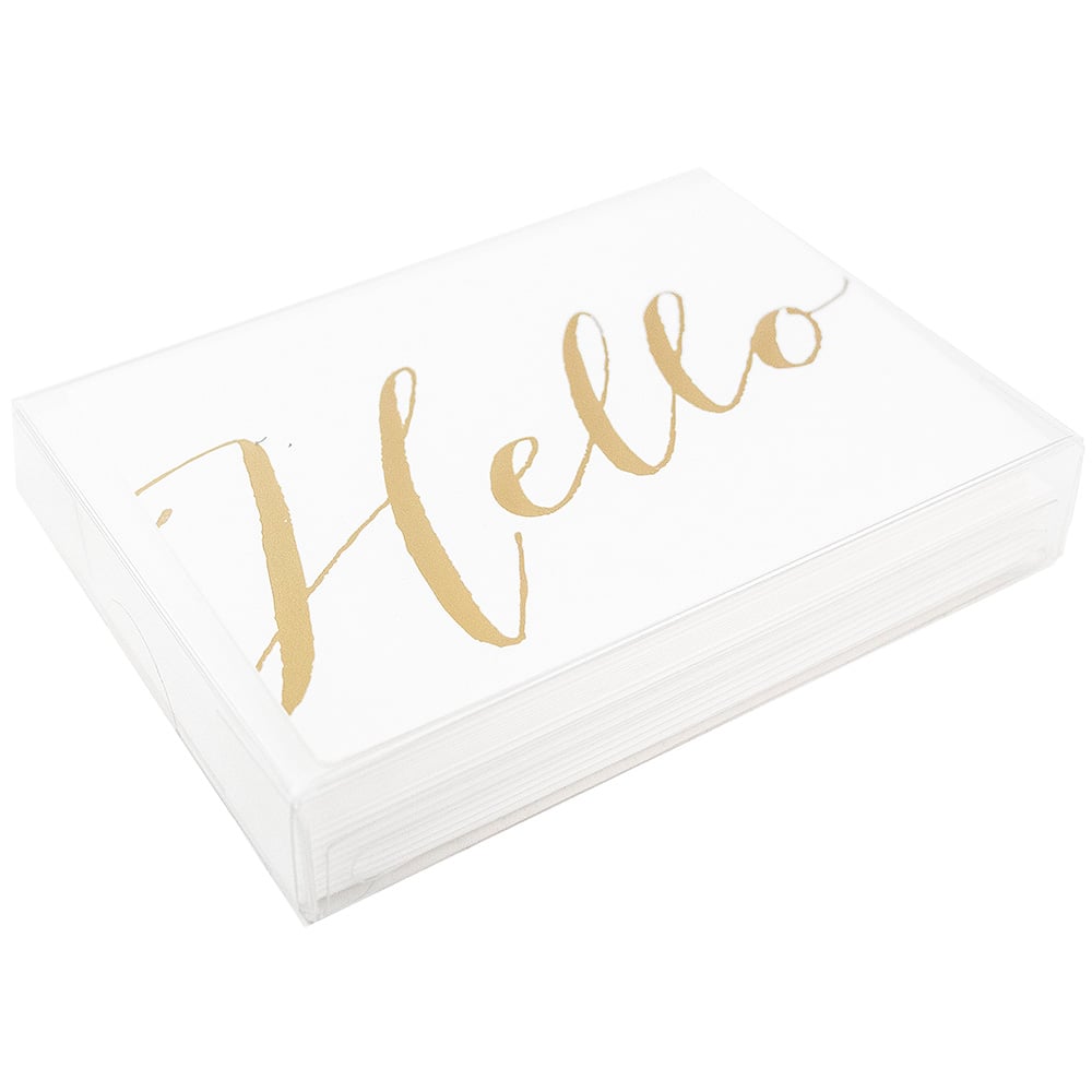 JAM Paper A1 White with Gold Script Blank Greeting Cards & Envelopes, 10ct.