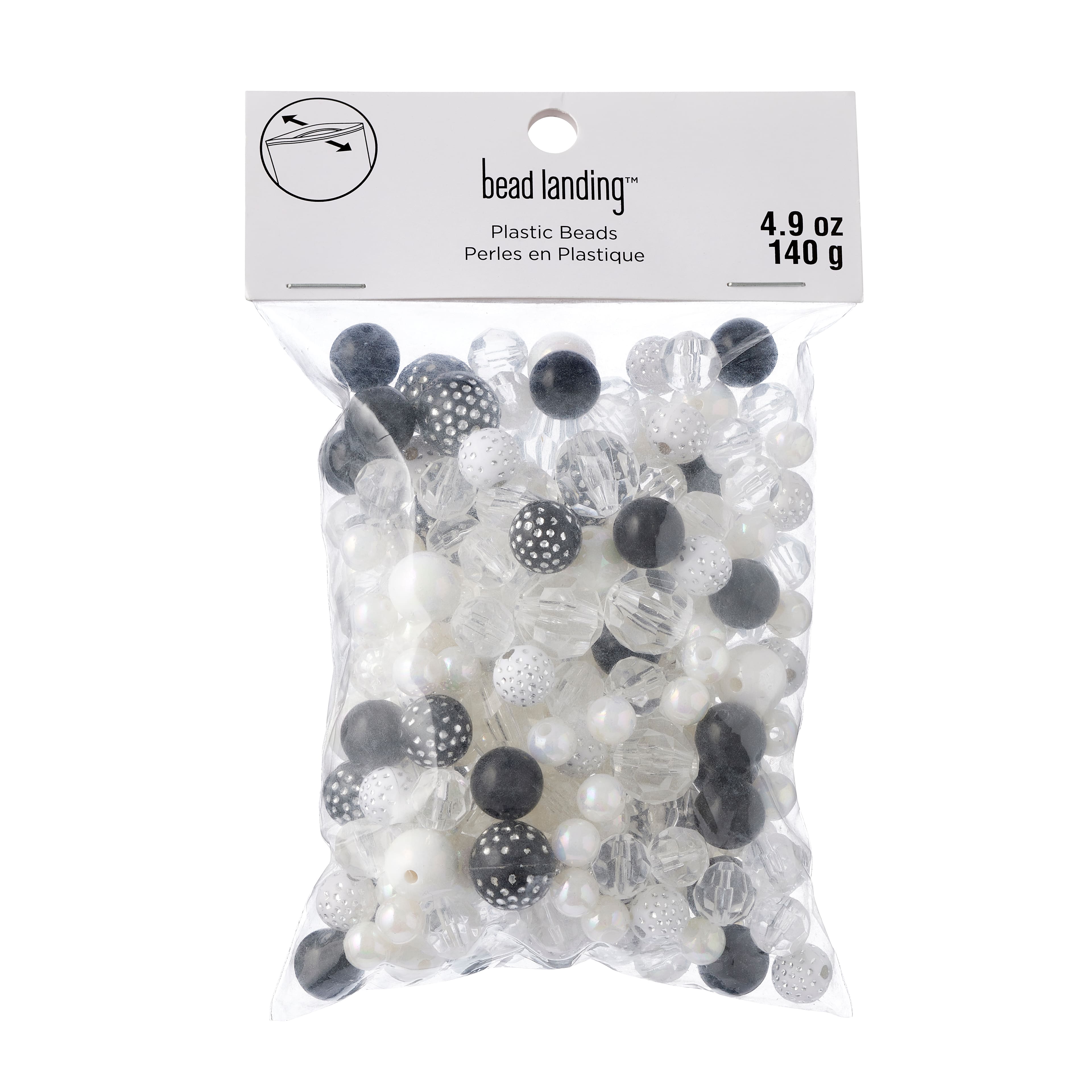 12 Pack: Mixed Black, Clear & White Craft Beads by Bead Landing™
