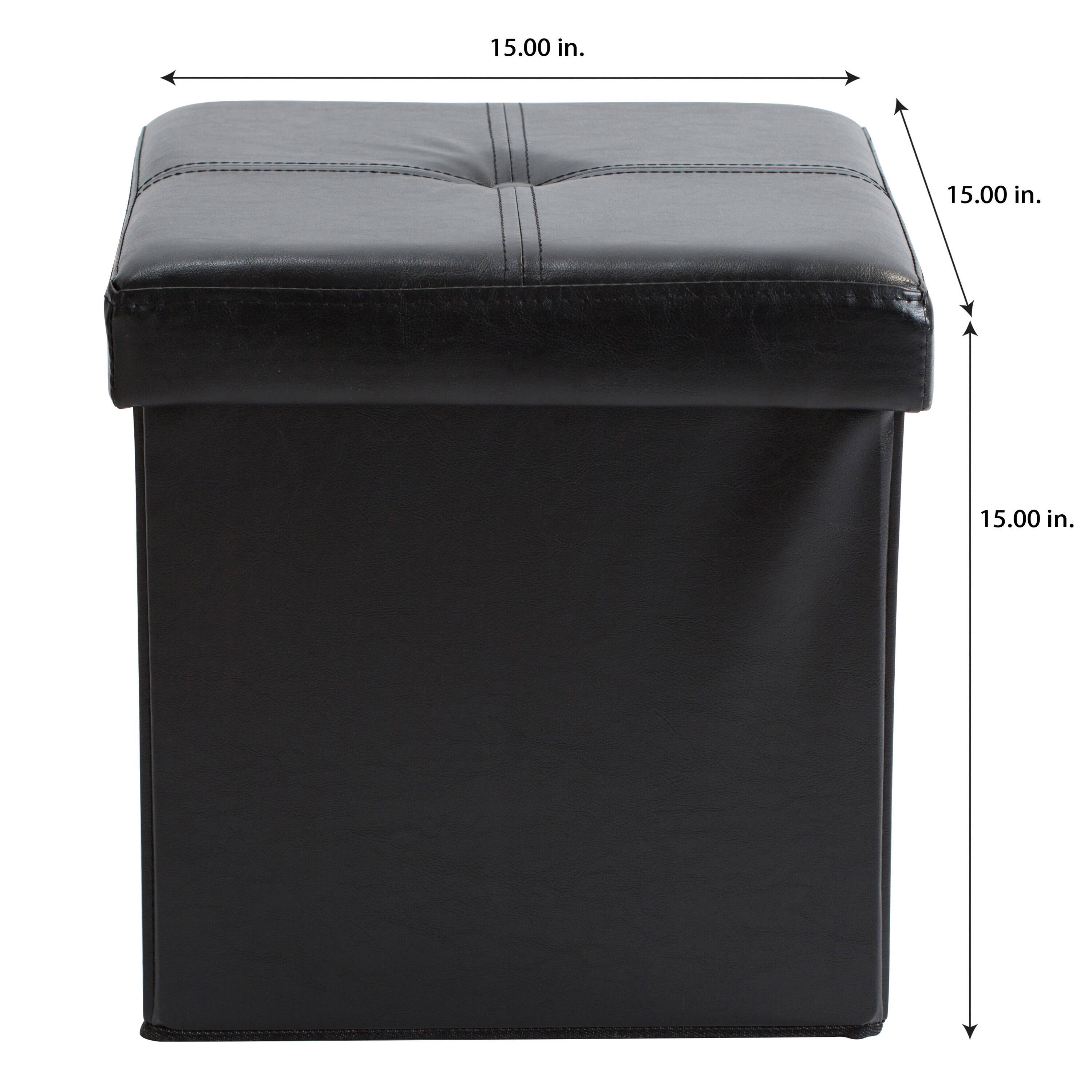 Simplify Faux Leather Folding Storage Ottoman Cube Michaels