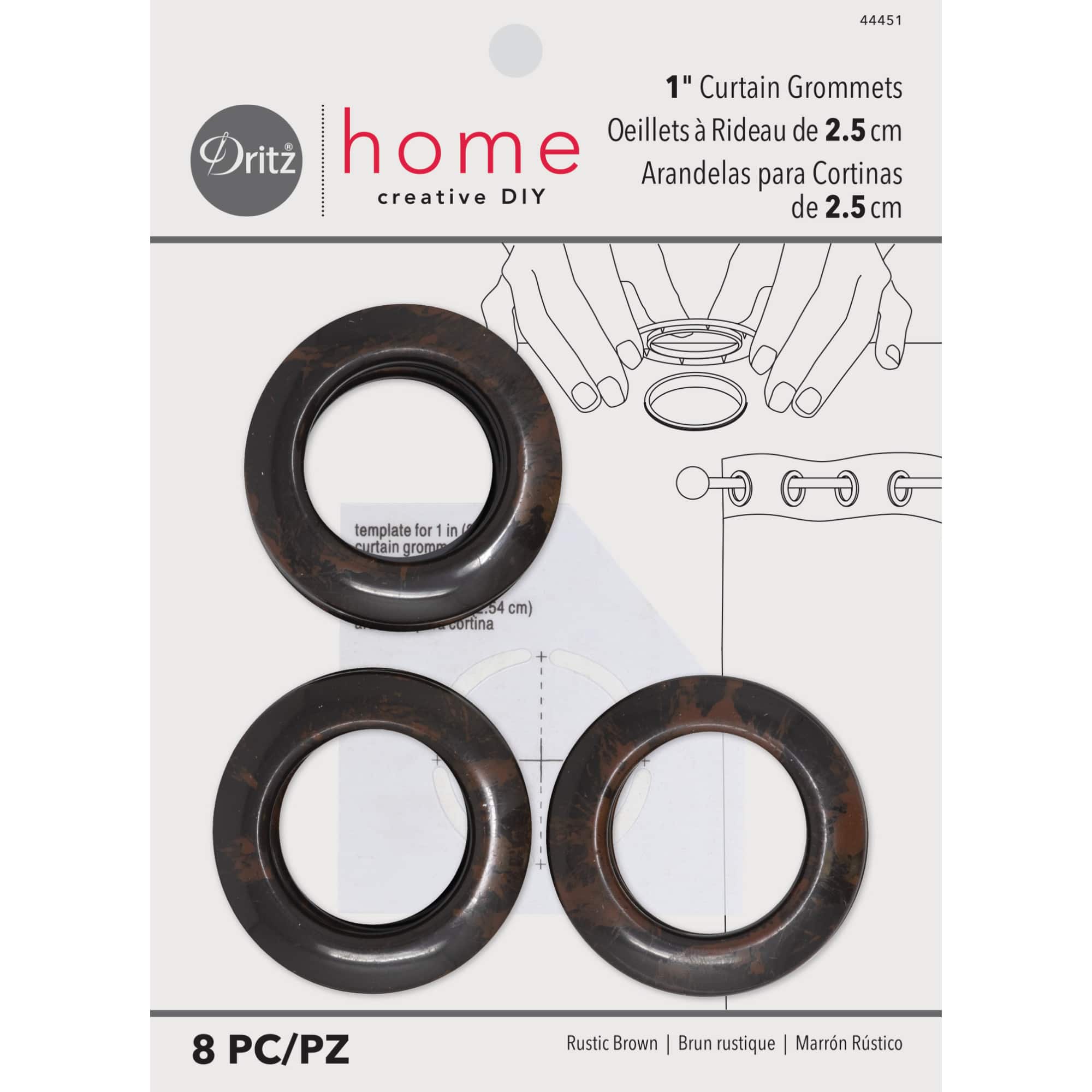 Dritz&#xAE; Home Rustic Brown 1&#x22; Round Curtain Grommets, 8ct.