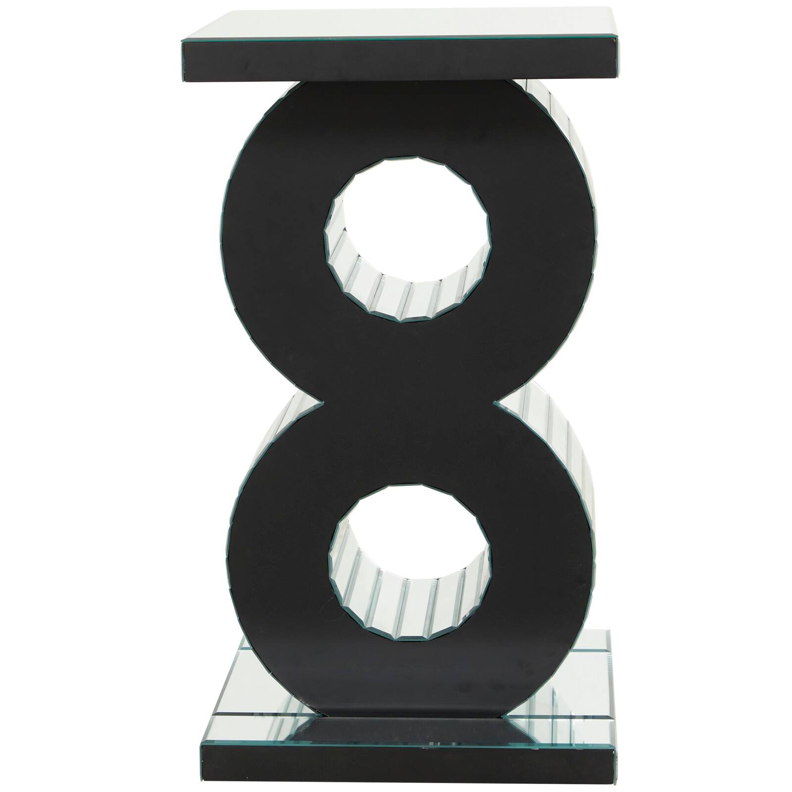 Silver Wood Mirrored Accent Table with Crystal Embellishment 16" x 16" x 28"