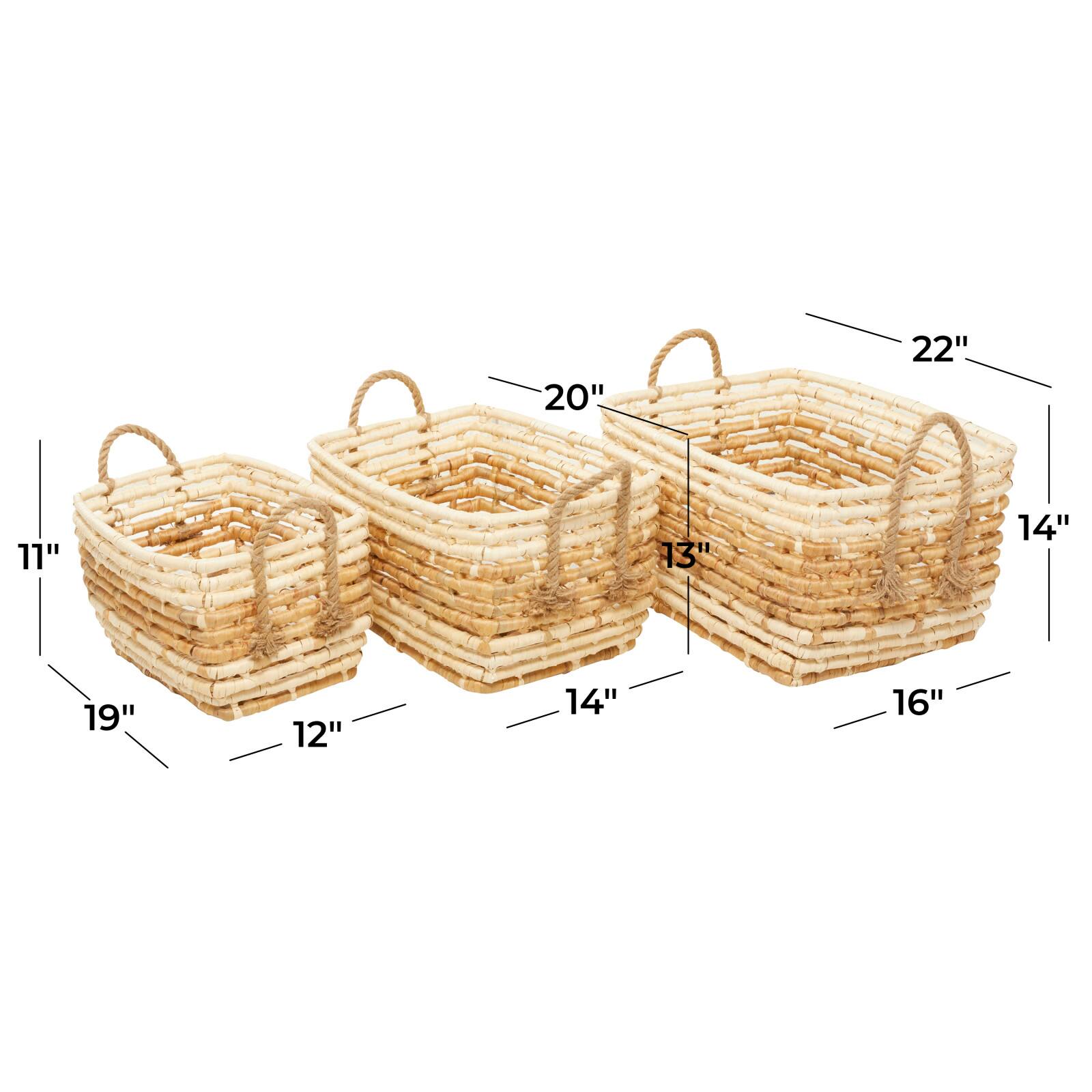 Rectangle Brown Contemporary Sea Grass Storage Basket Set