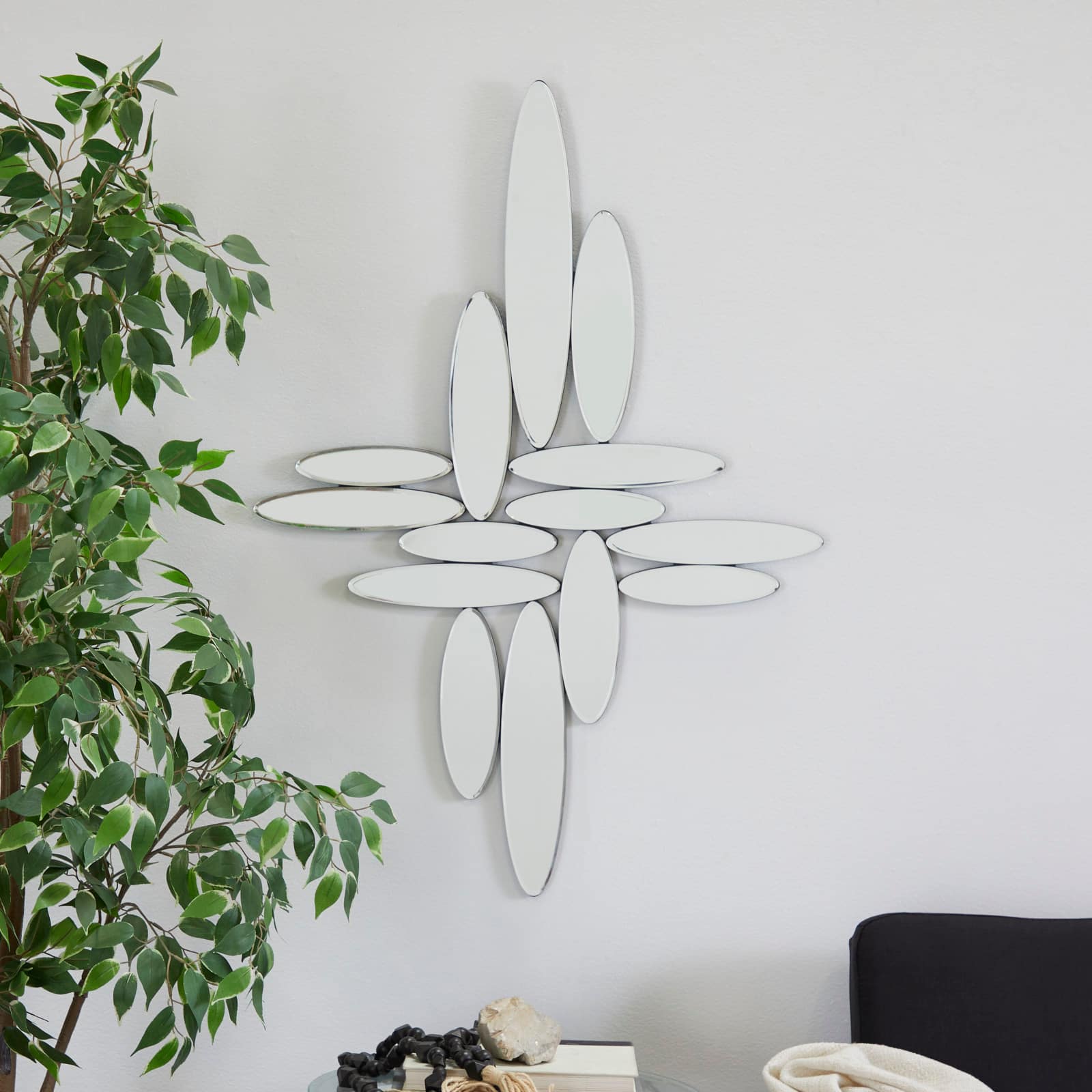 Silver Glass Frameless Wall Mirror 40" x 1" x 28"