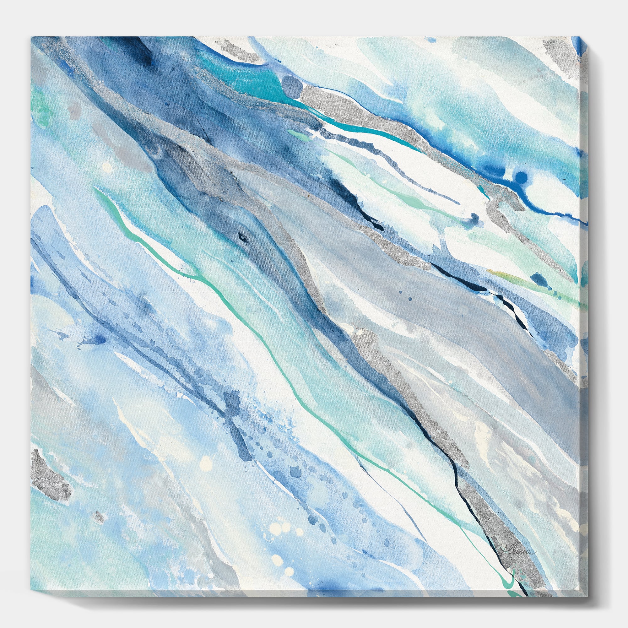 Designart - Blue Silver Spring II - Modern Lake House Gallery-wrapped Canvas