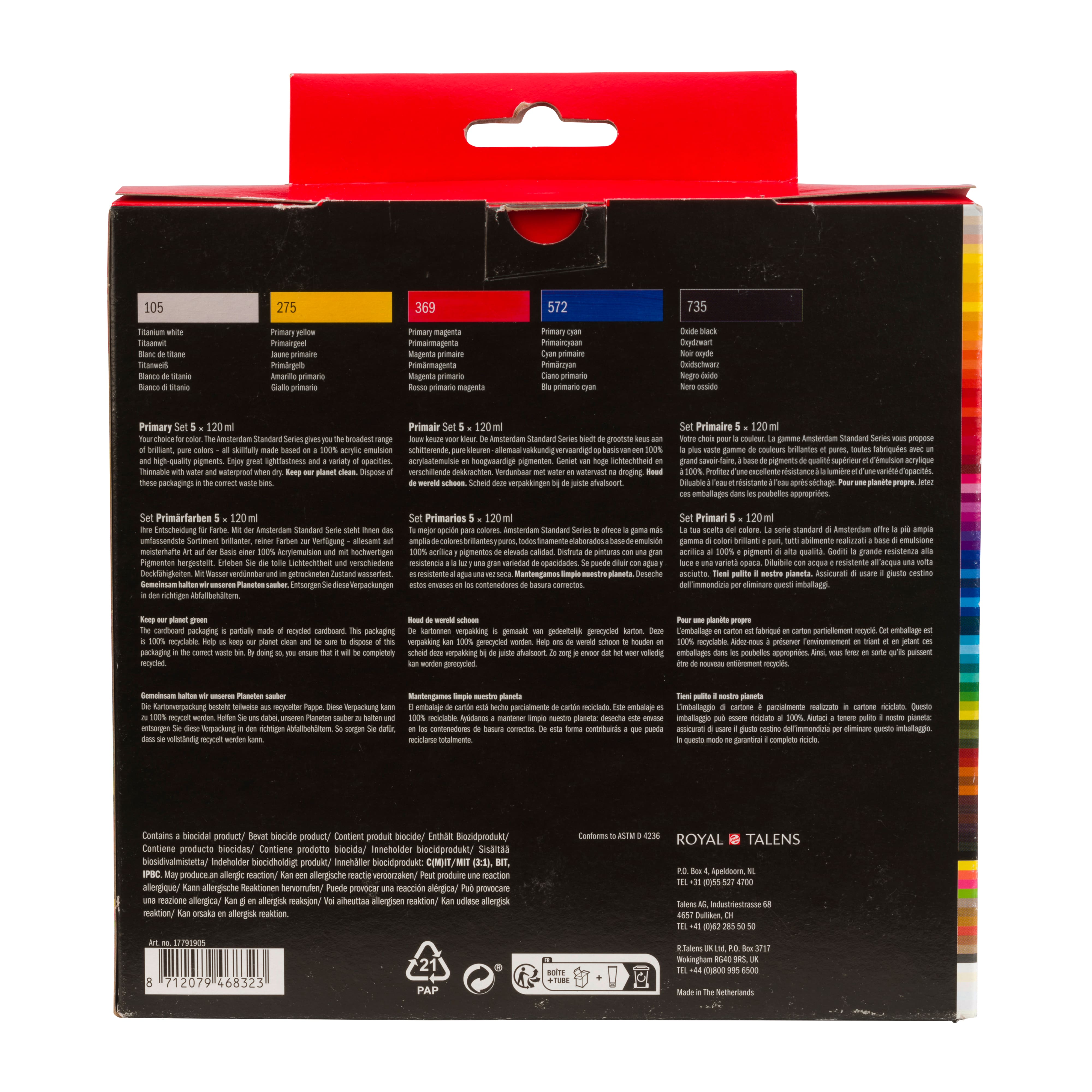 6 Packs: 5 ct. (30 total) Amsterdam Standard Series Primary Acrylic Paint Set