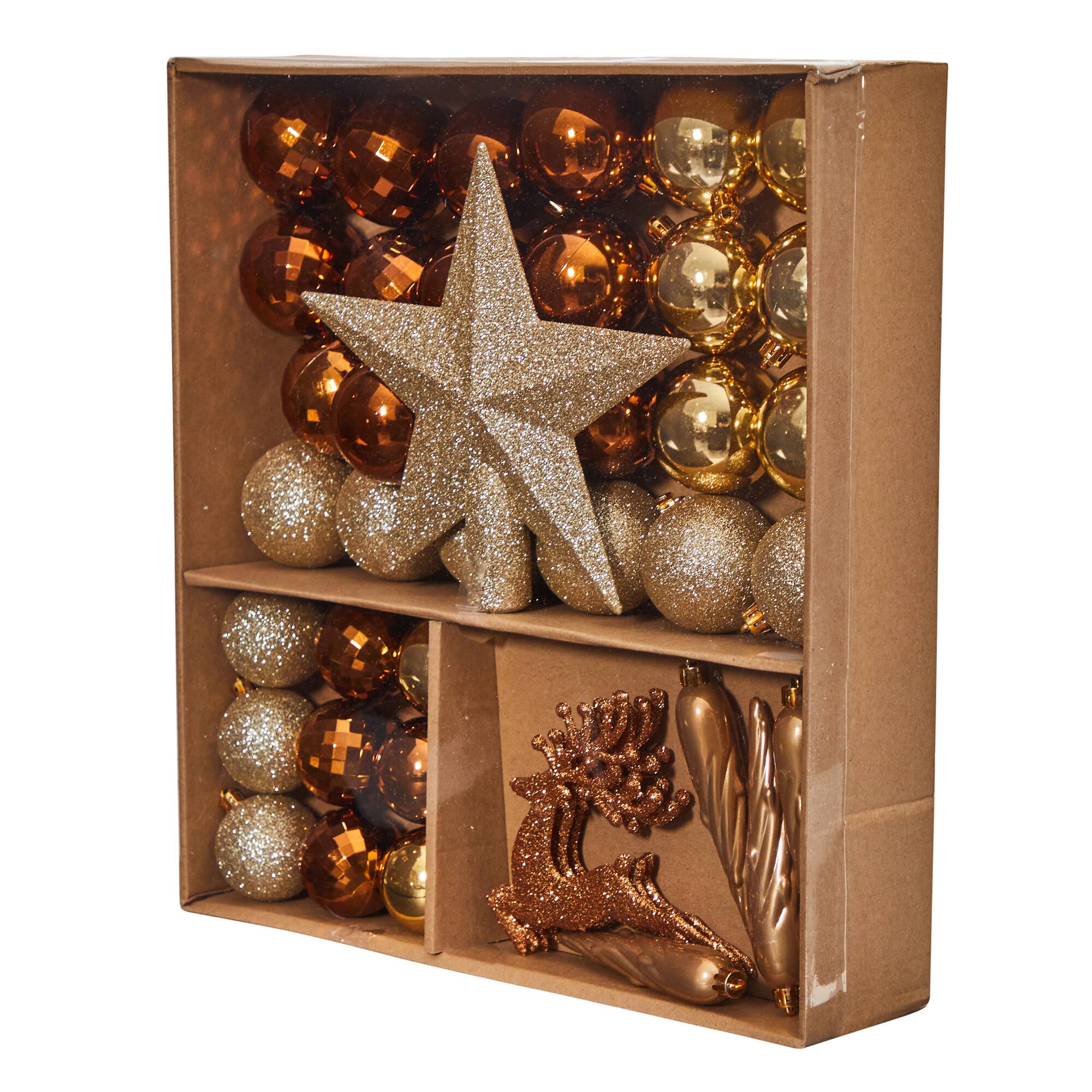 40ct. Gold Shatterproof Lux Christmas Ornament Set