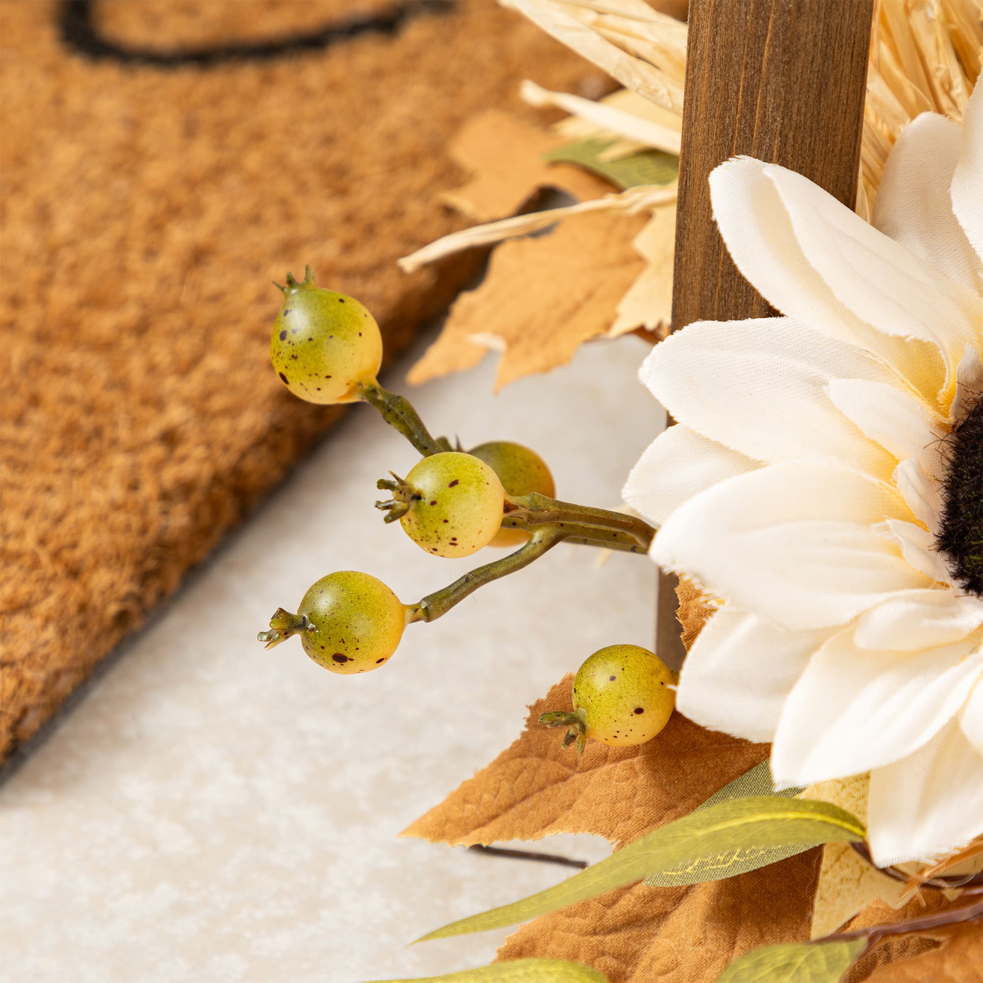 Glitzhome® 20" Fall Neutral Sunflower, Pumpkin and Leaf Wood Lantern Centerpiece