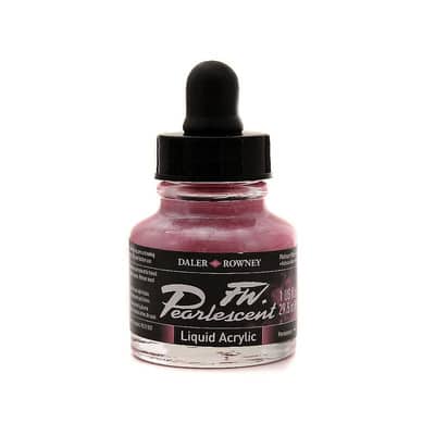 Daler-Rowney FW Pearlescent Acrylic Ink | Silver Pearl Calligraphy & Art Ink, 29.5ml Bottle - View #11