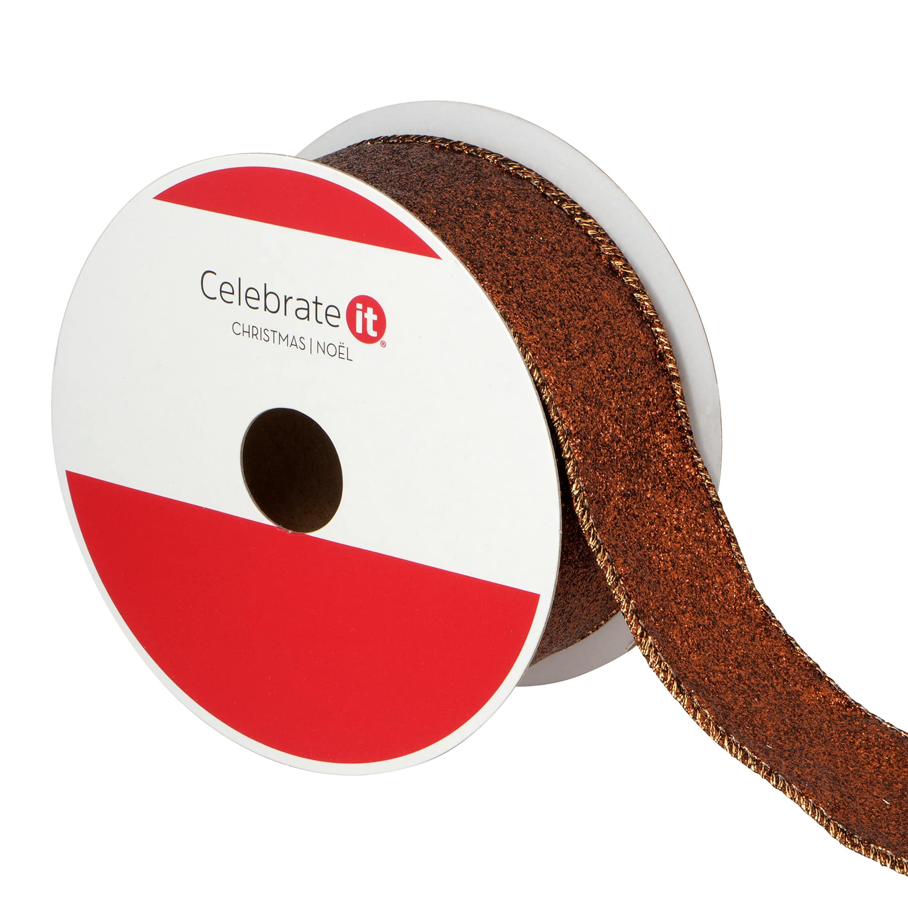 1.5&#x22; x 30ft. Brown Wired Glitter Ribbon by Celebrate It&#xAE;