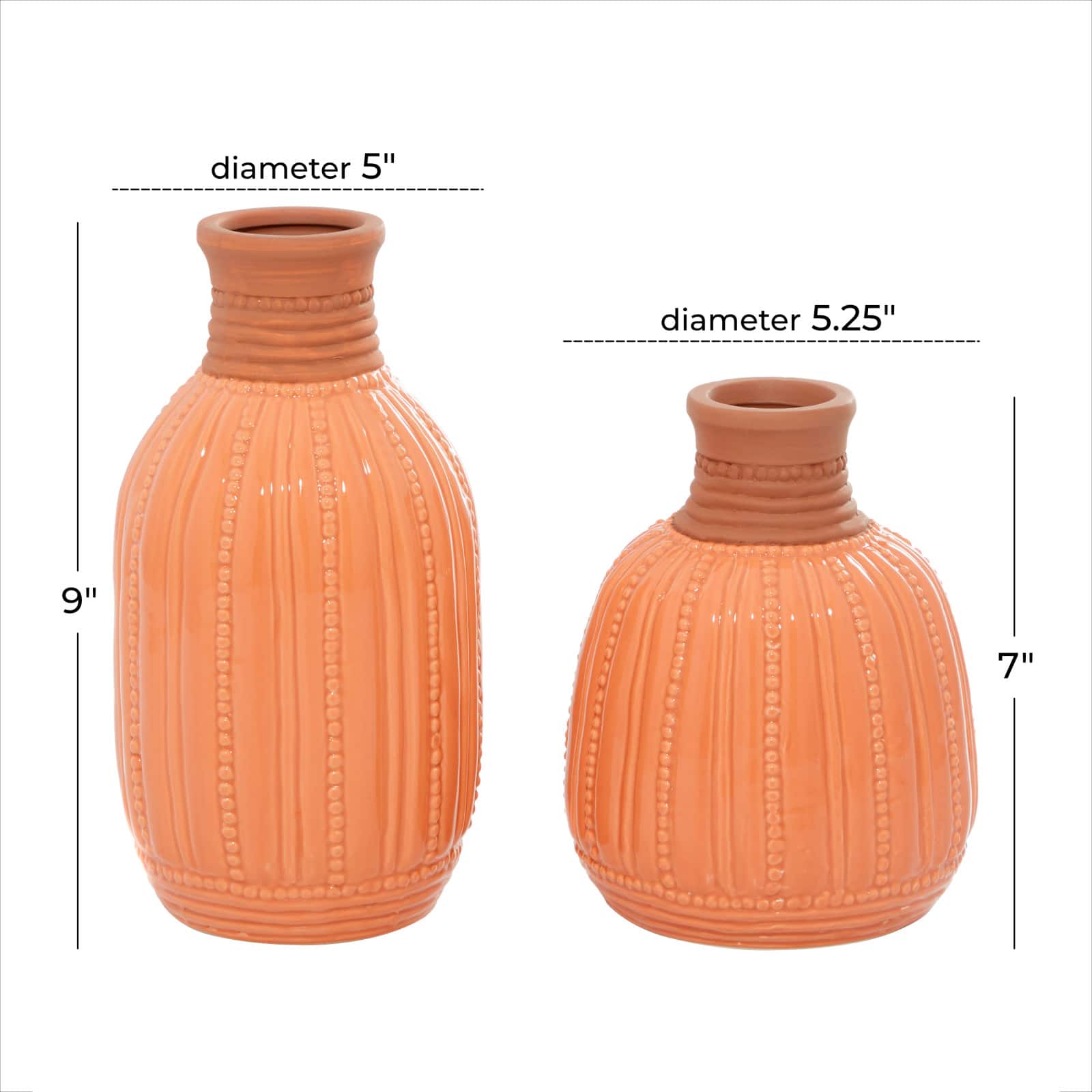 Peach Colored Ceramic Modern Vase Set