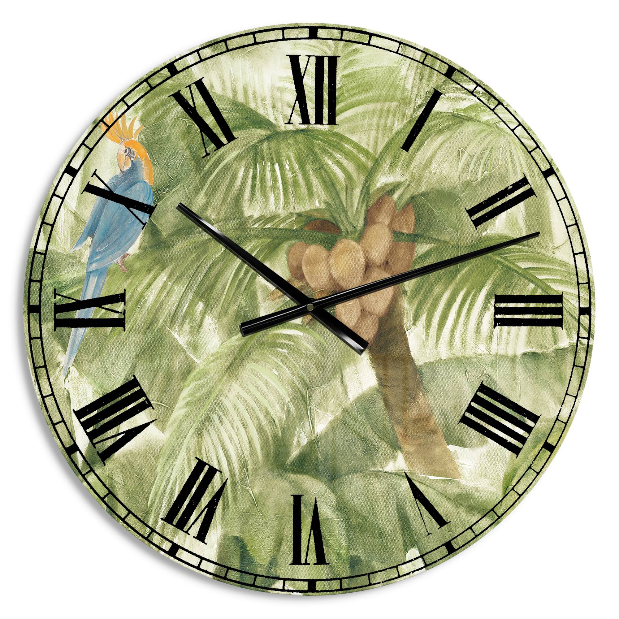 Designart 'Tropical Canopy I Green Farmhouse Wall Clock