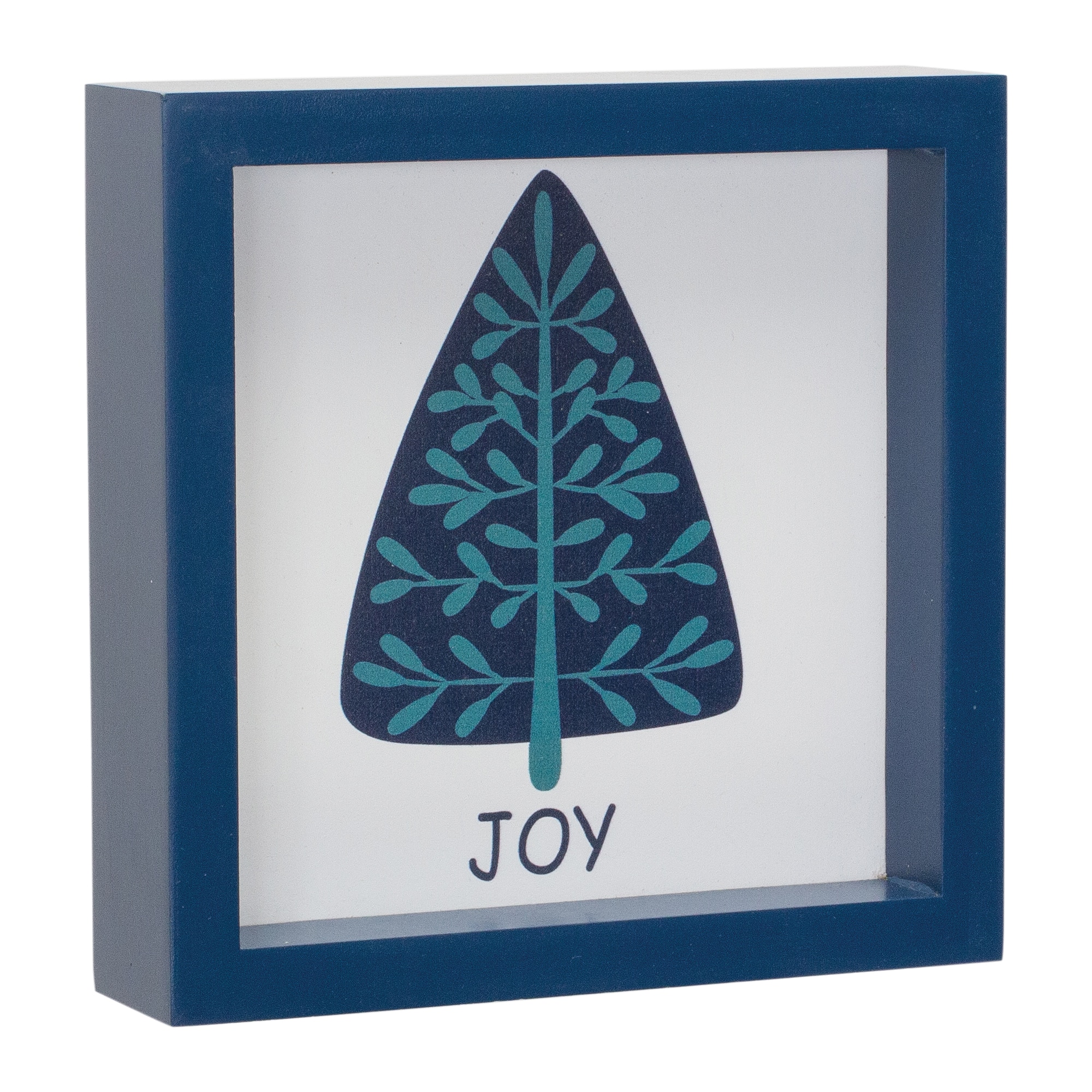 6" Navy Christmas Tree Sentiments Tabletop Décor Set