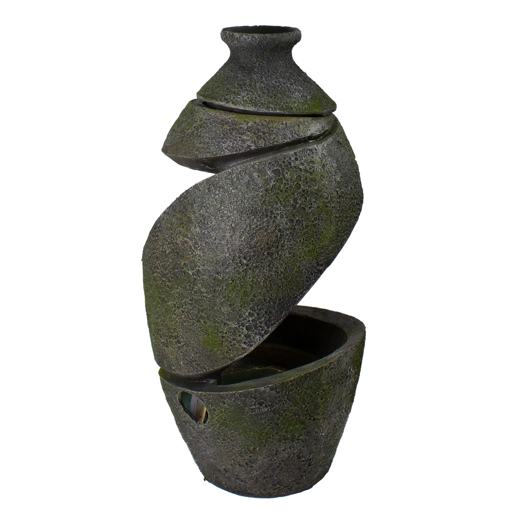 2.5ft. Green &#x26; Gray Mossy Outdoor Garden Water Fountain