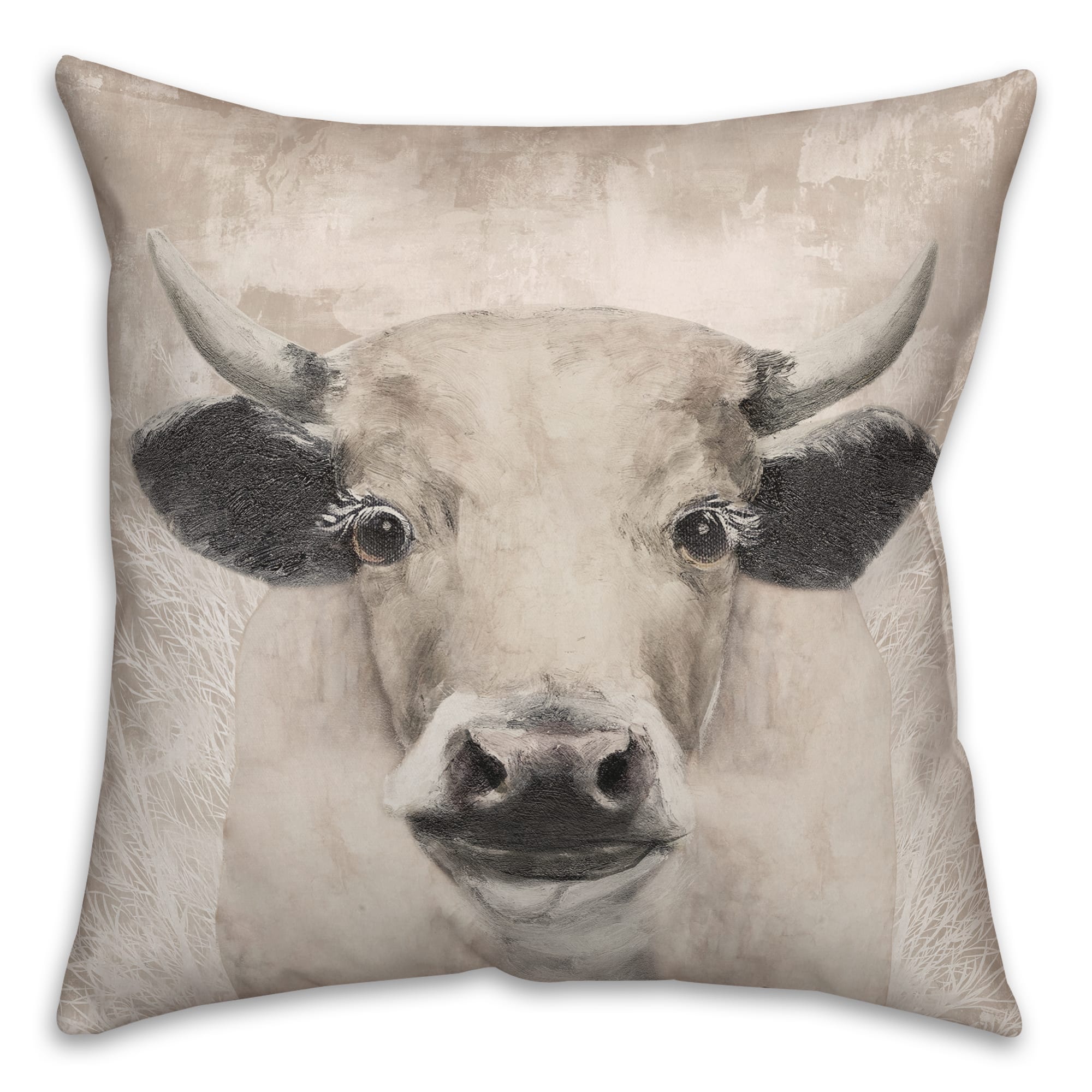 Creamy Tonal Cow 18" x 18" Throw Pillow