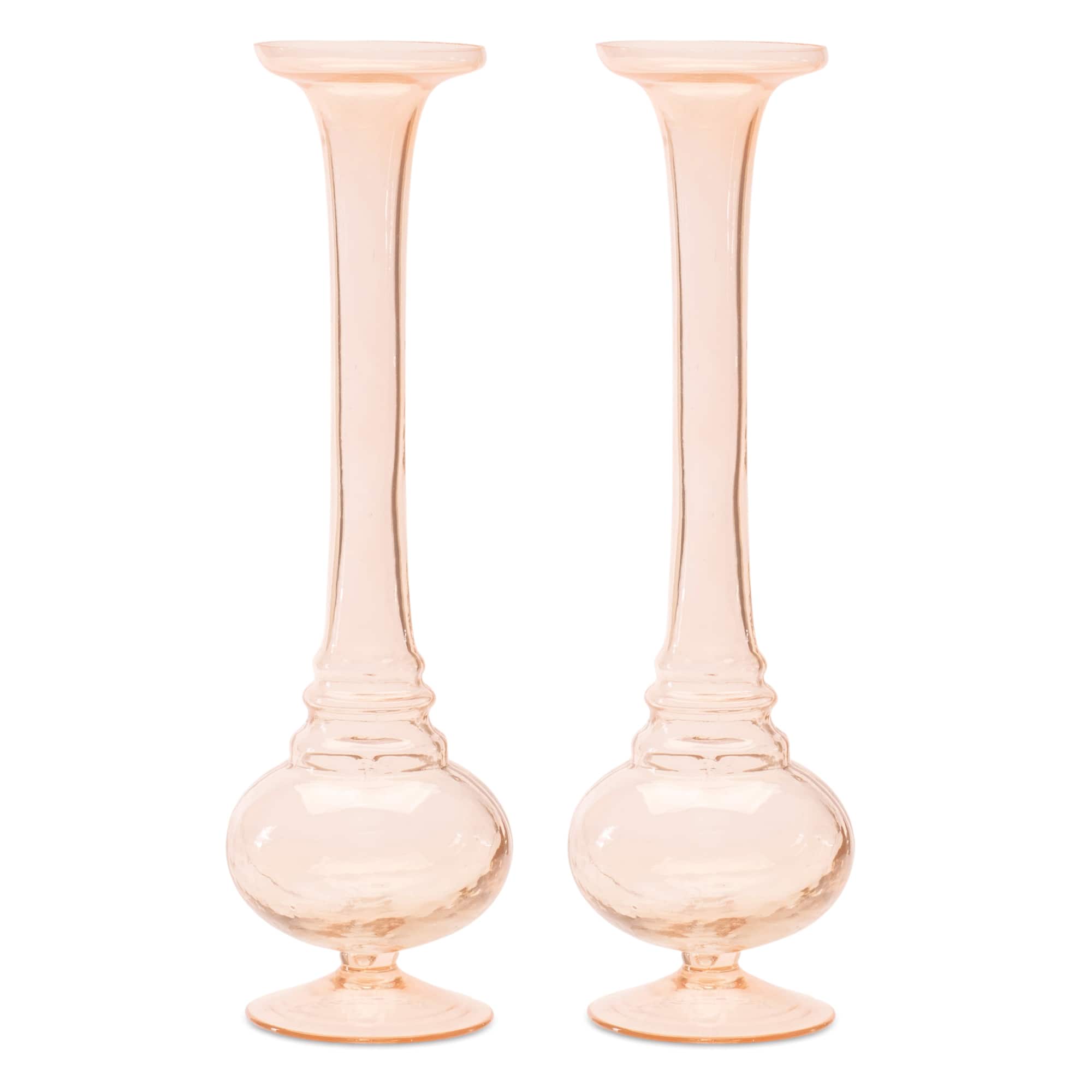 Pink Glass Stem Vase Set