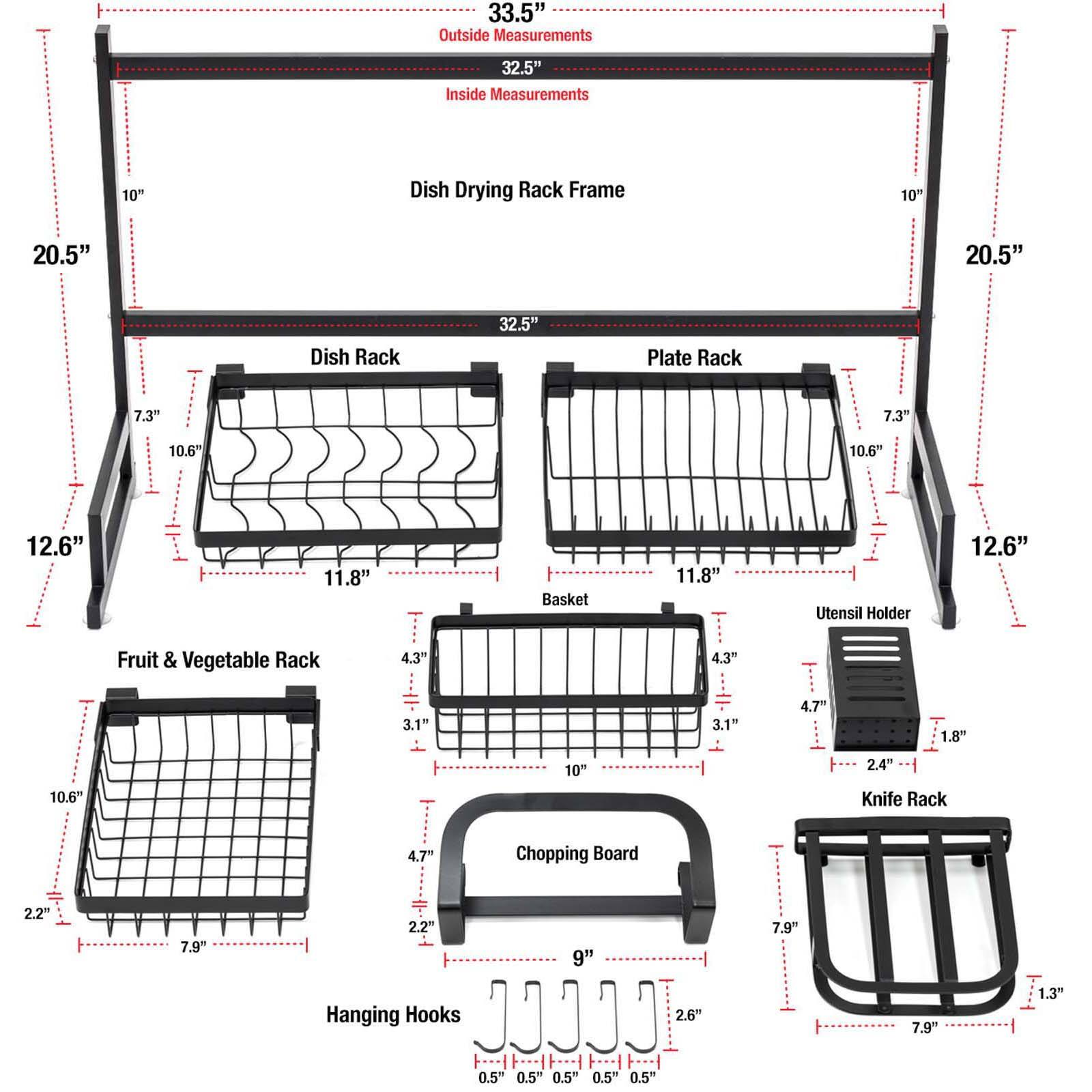 Sorbus 34.25" Over-The-Sink Dish Drying Rack