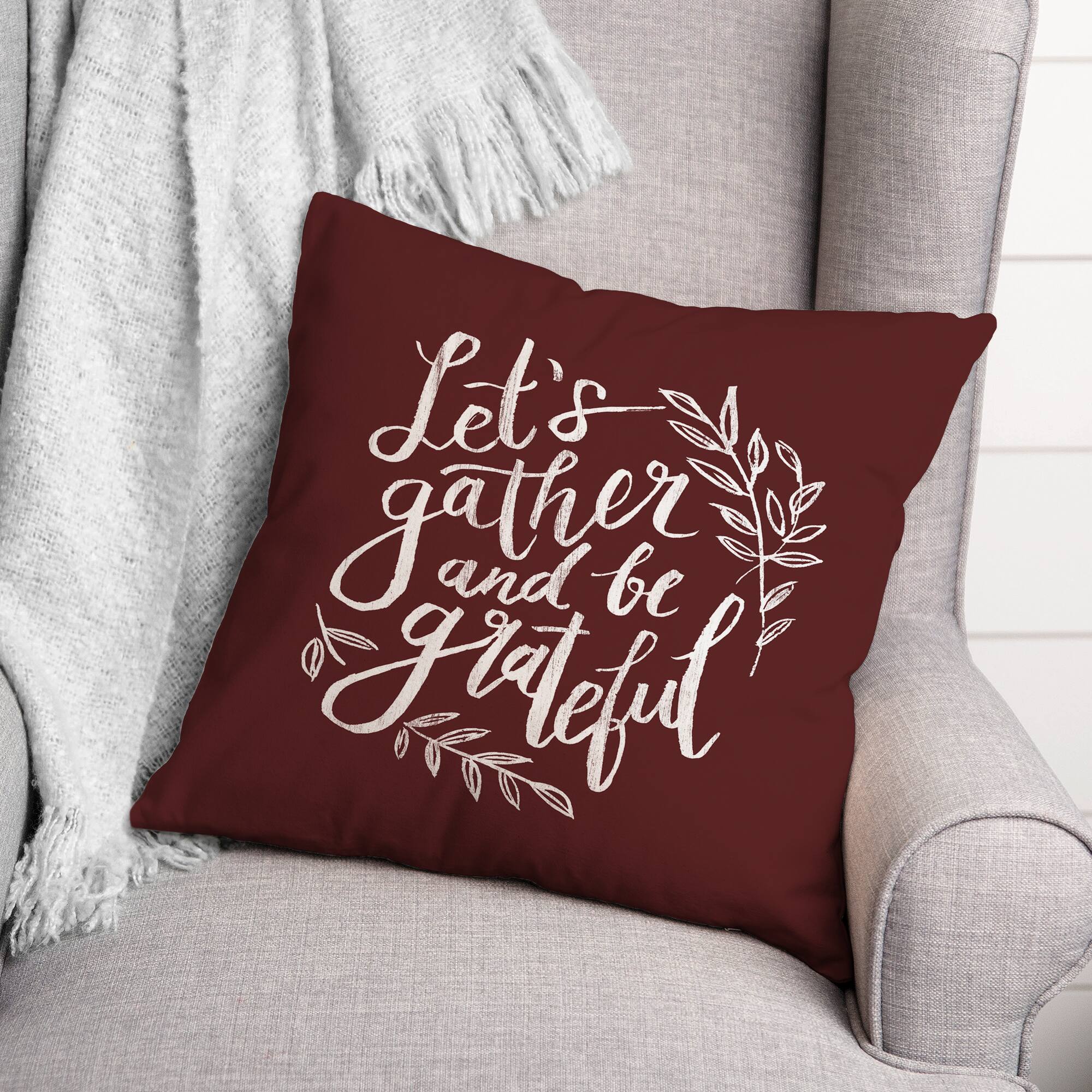 18&#x22; Gather &#x26; Grateful Throw Pillow