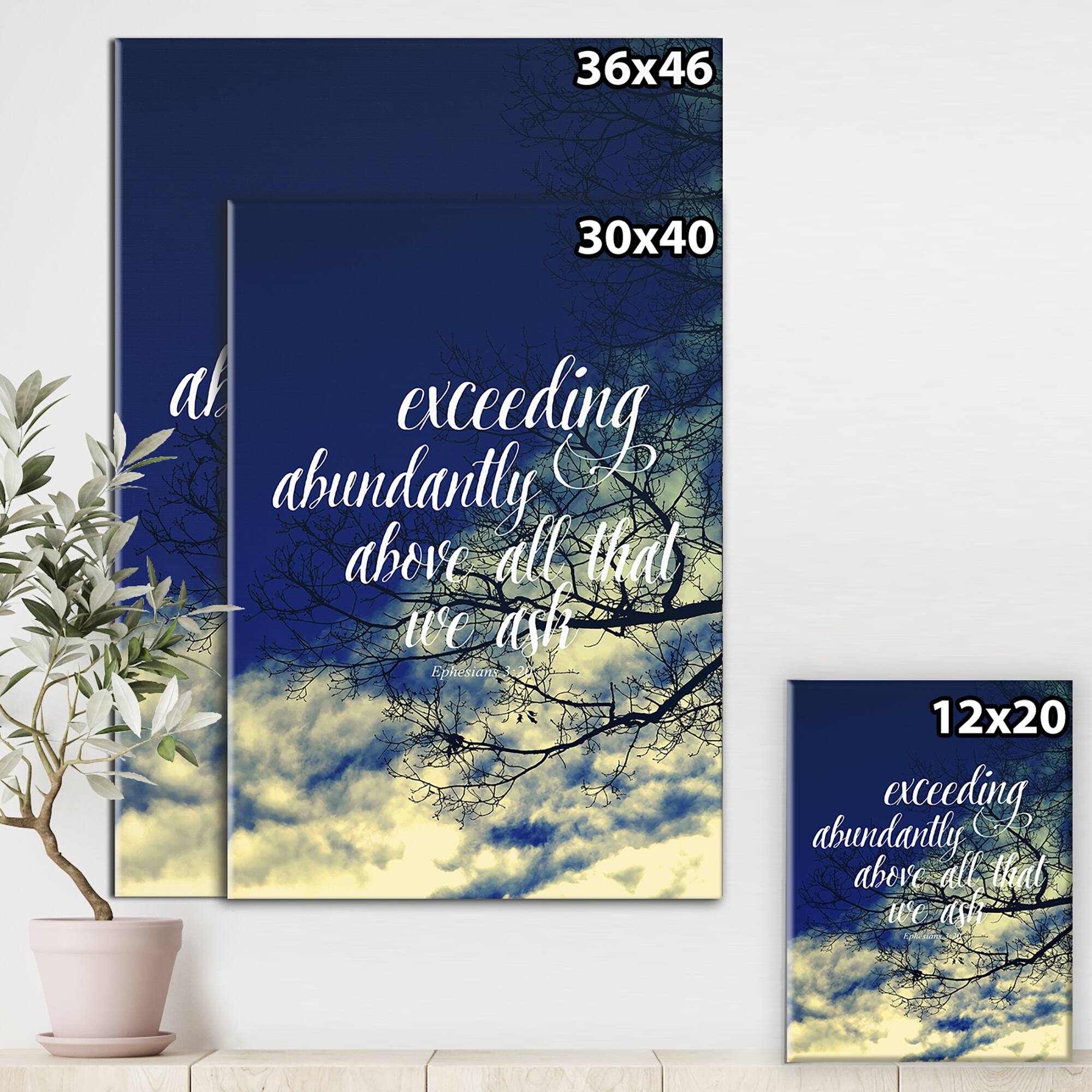 Designart - Bible Quote Ephesians 3:20 - Cottage Premium Canvas Wall Art