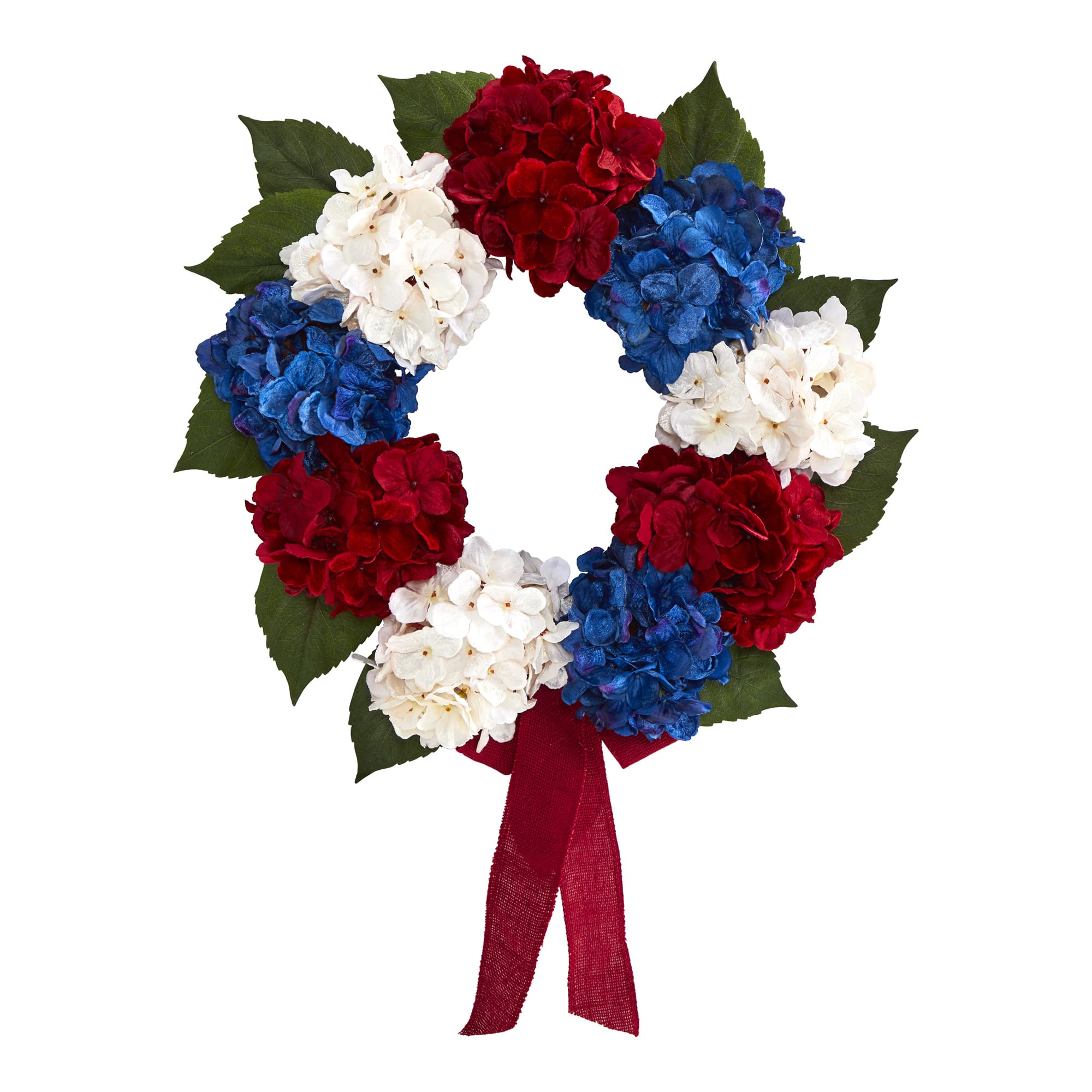 24" Red, White and Blue Hydrangea Wreath