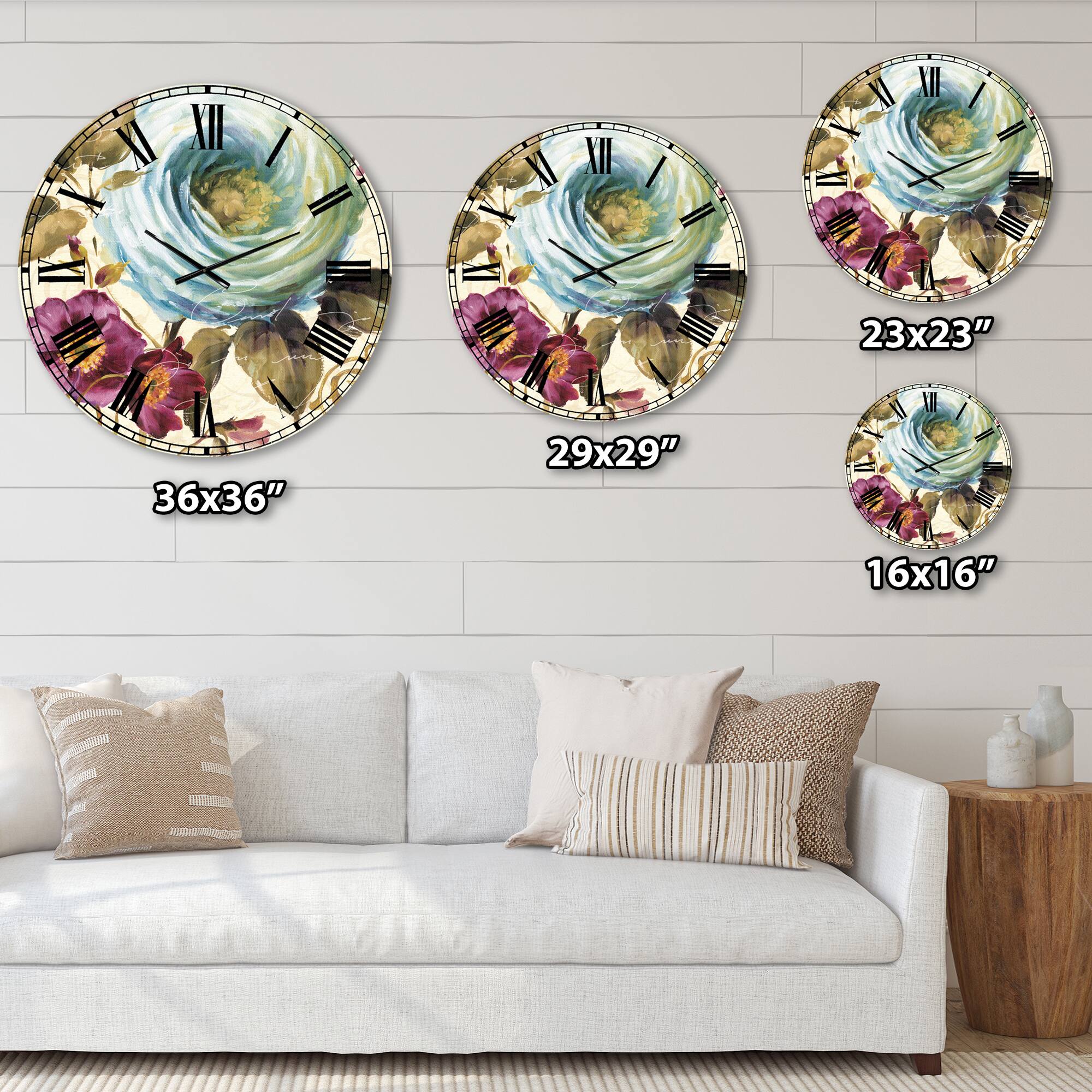 Designart 'Victorias Cream Flower Traditional Wall Clock