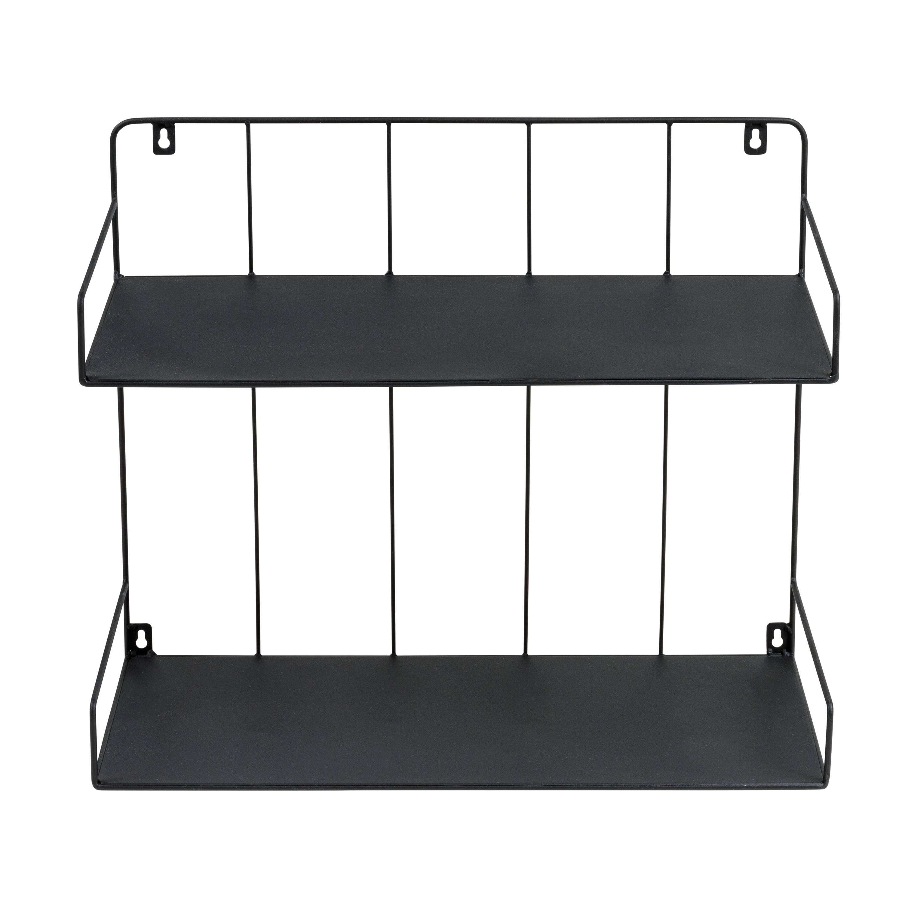 Honey Can Do 2-Tier Large Black Laundry Wall Shelf