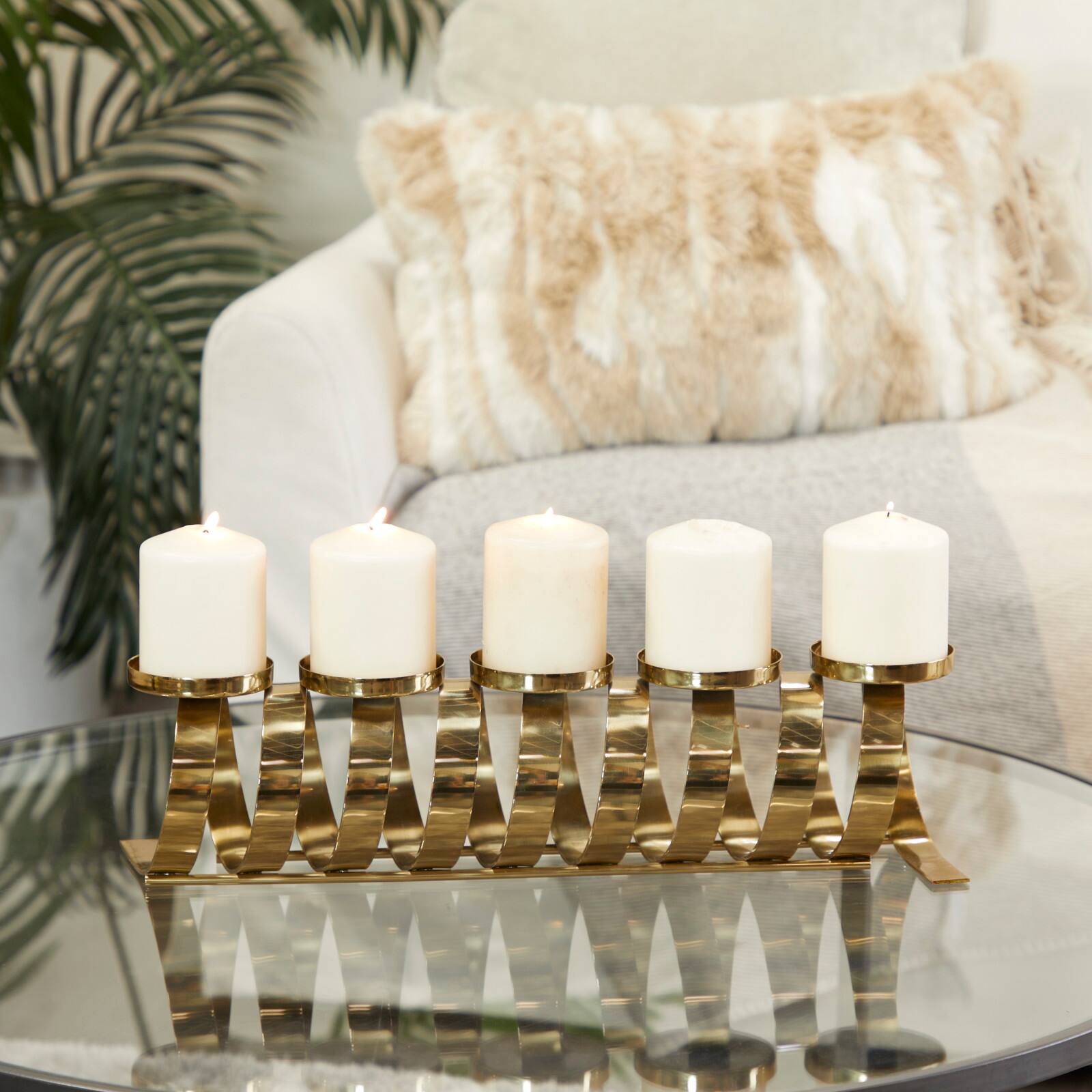 20" Gold Contemporary Candle Holder