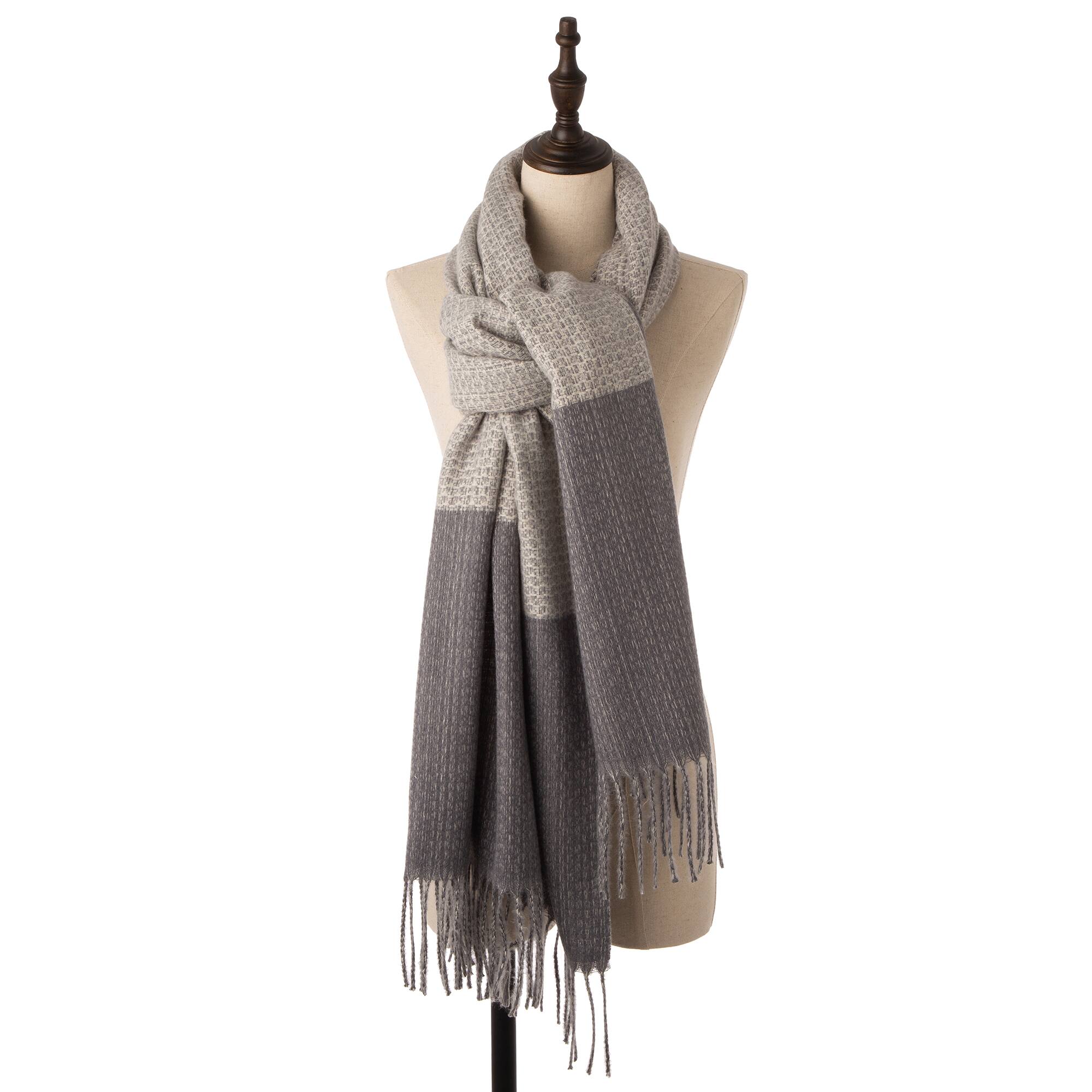 Glitzhome® 75" Gray Scarf with Tassels