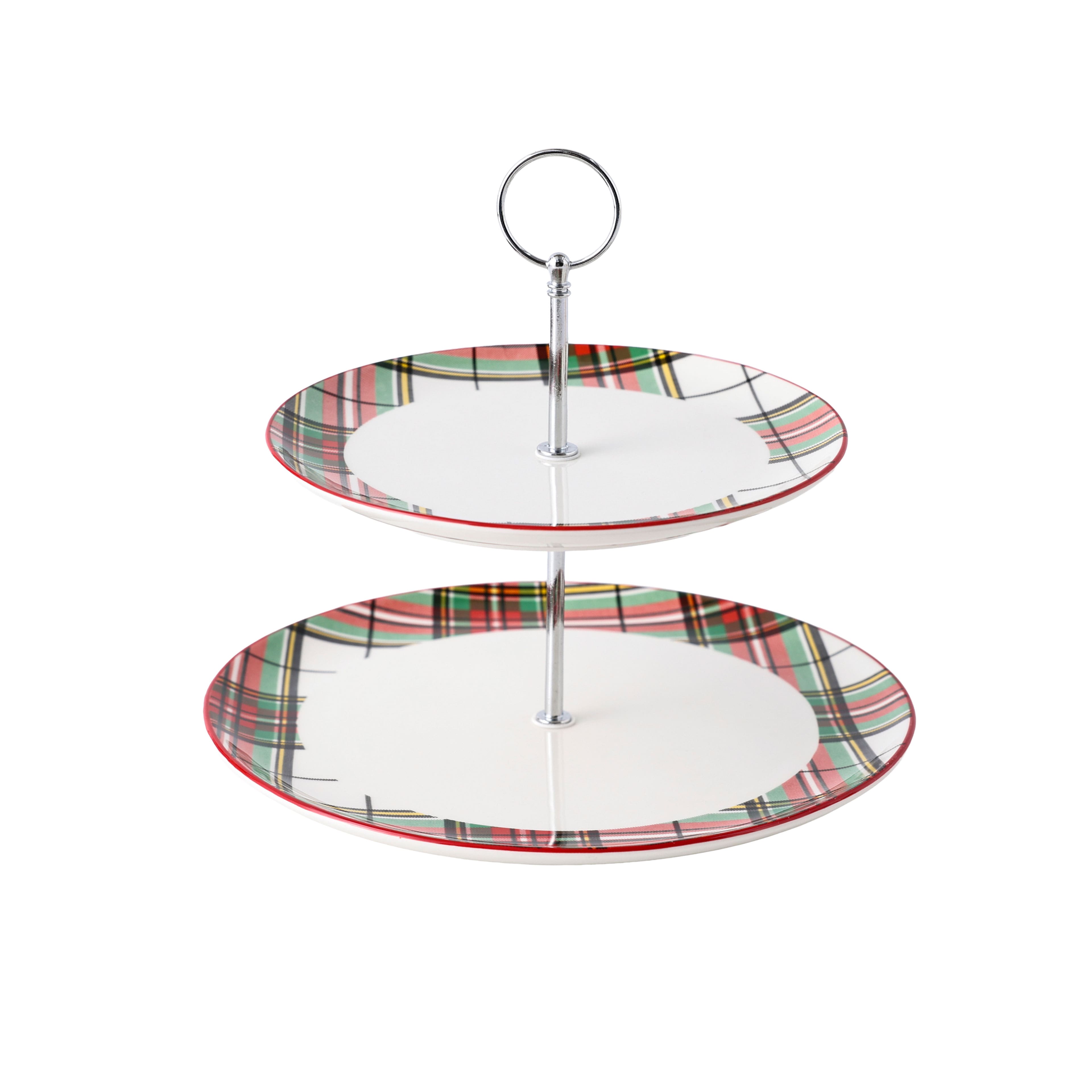 9.25&#x22; Christmas Plaid 2-Tier Ceramic Tray by Ashland&#xAE;