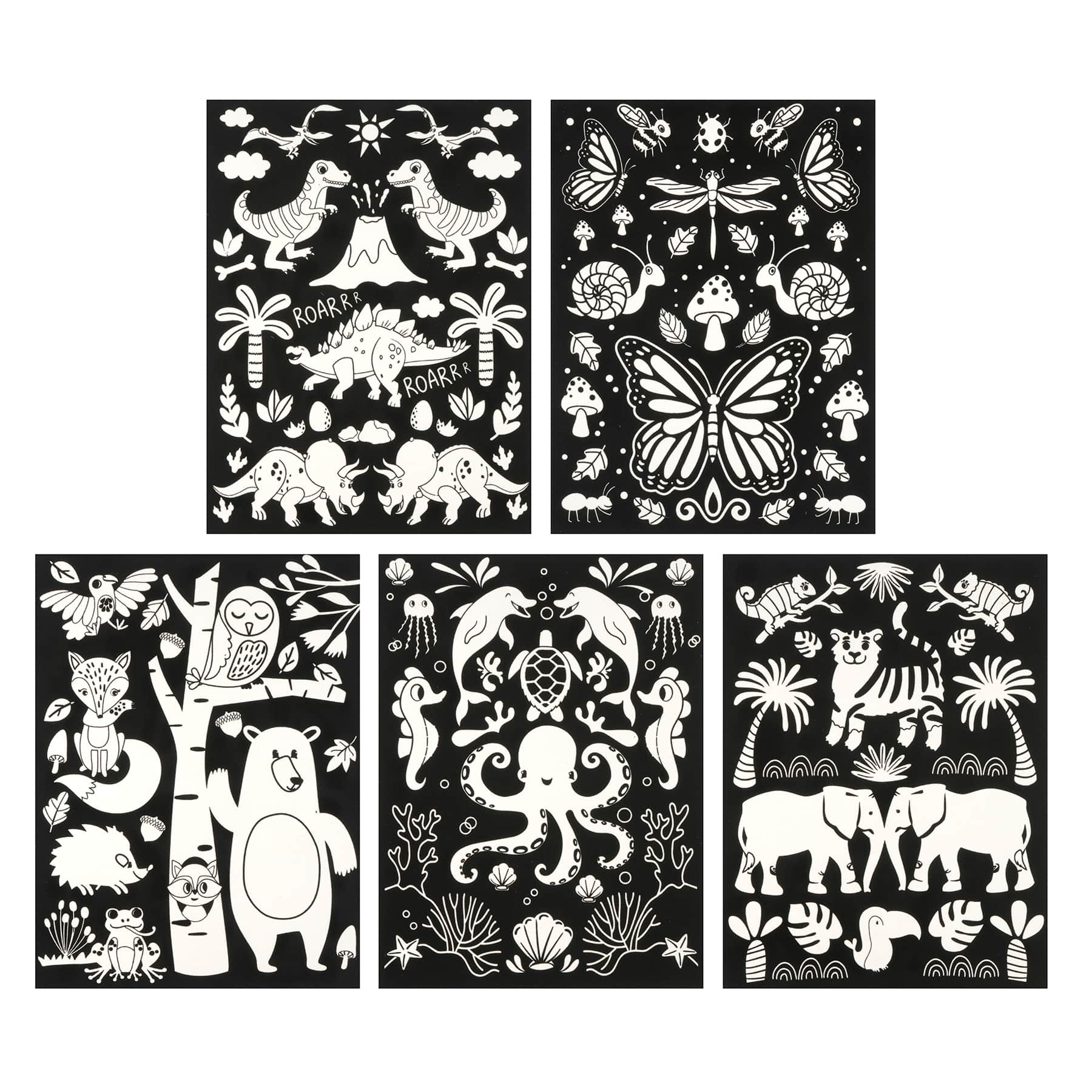  Tangles - 6 Pack of Fuzzy Velvet Coloring Posters for