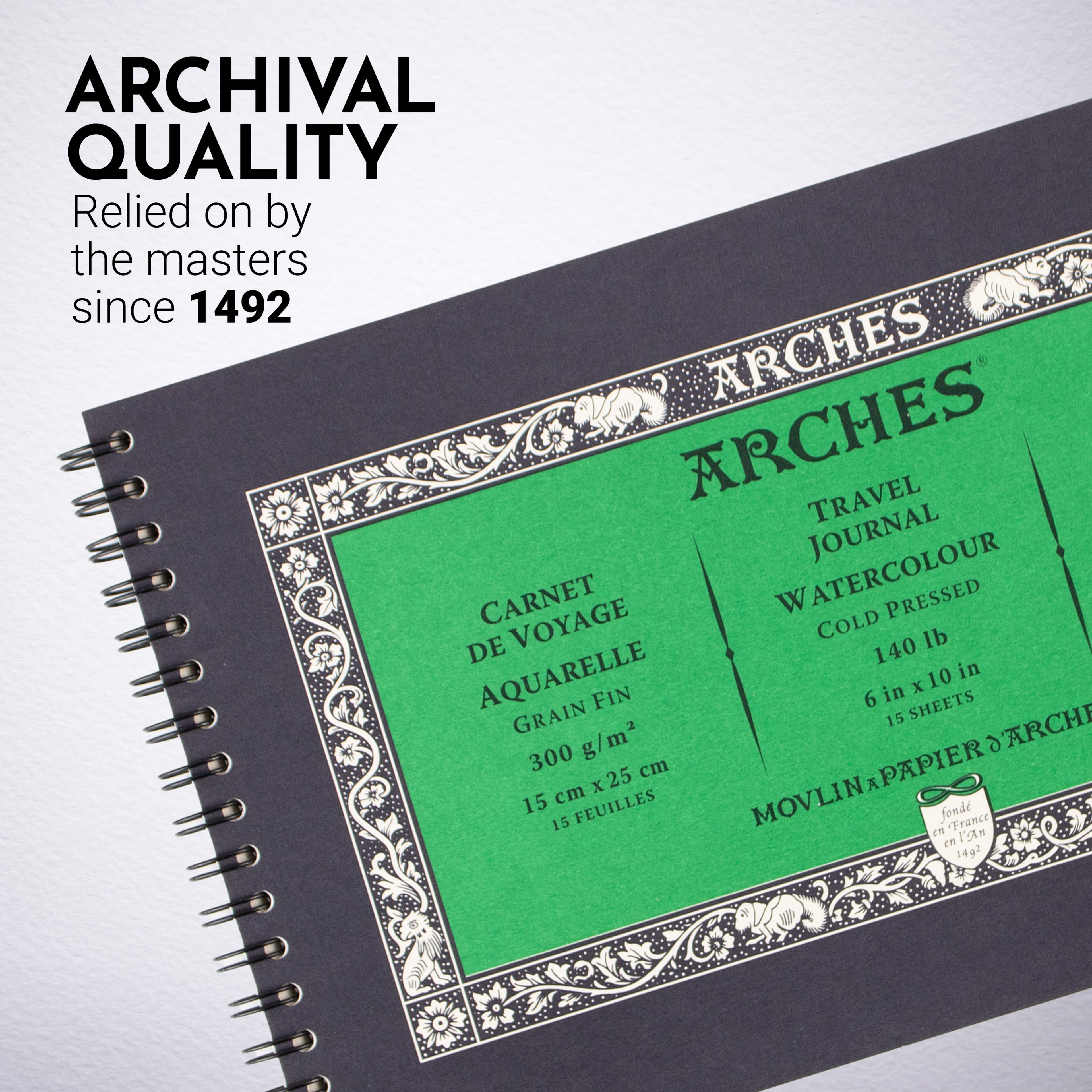 ARCHES&#xAE; Aquarelle 10&#x22; x 6&#x22; Cold Pressed Watercolor Travel Journal