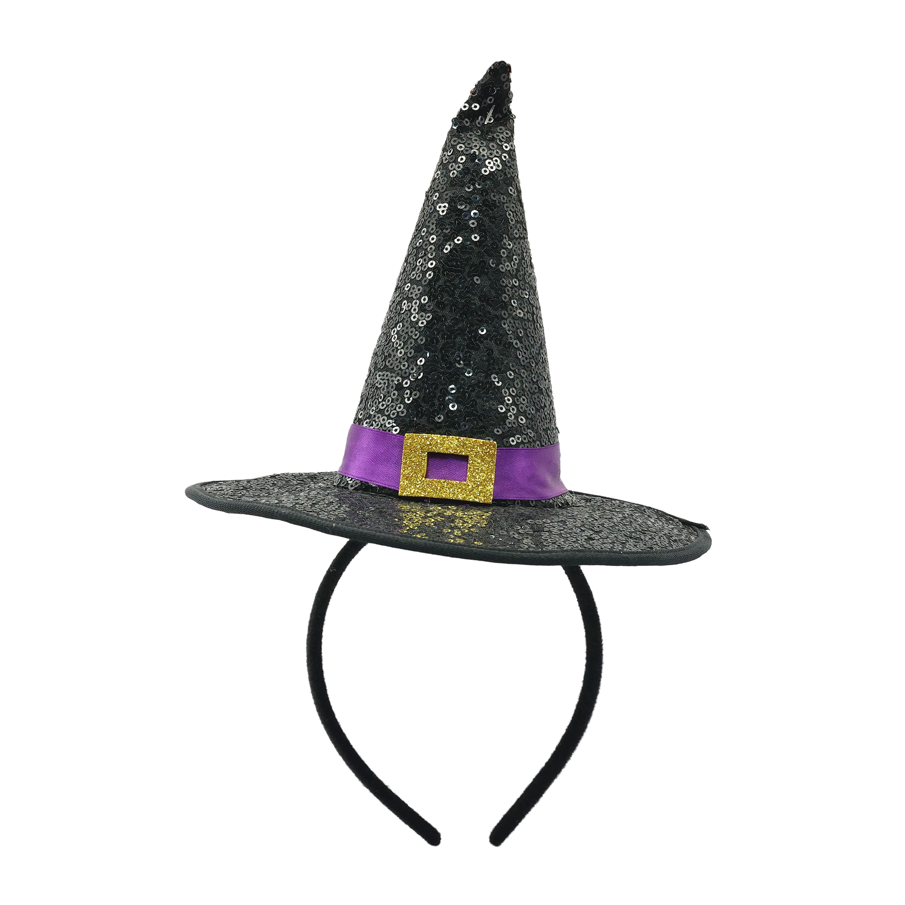Black Sequined Witch Hat Headband by Celebrate It&#x2122;