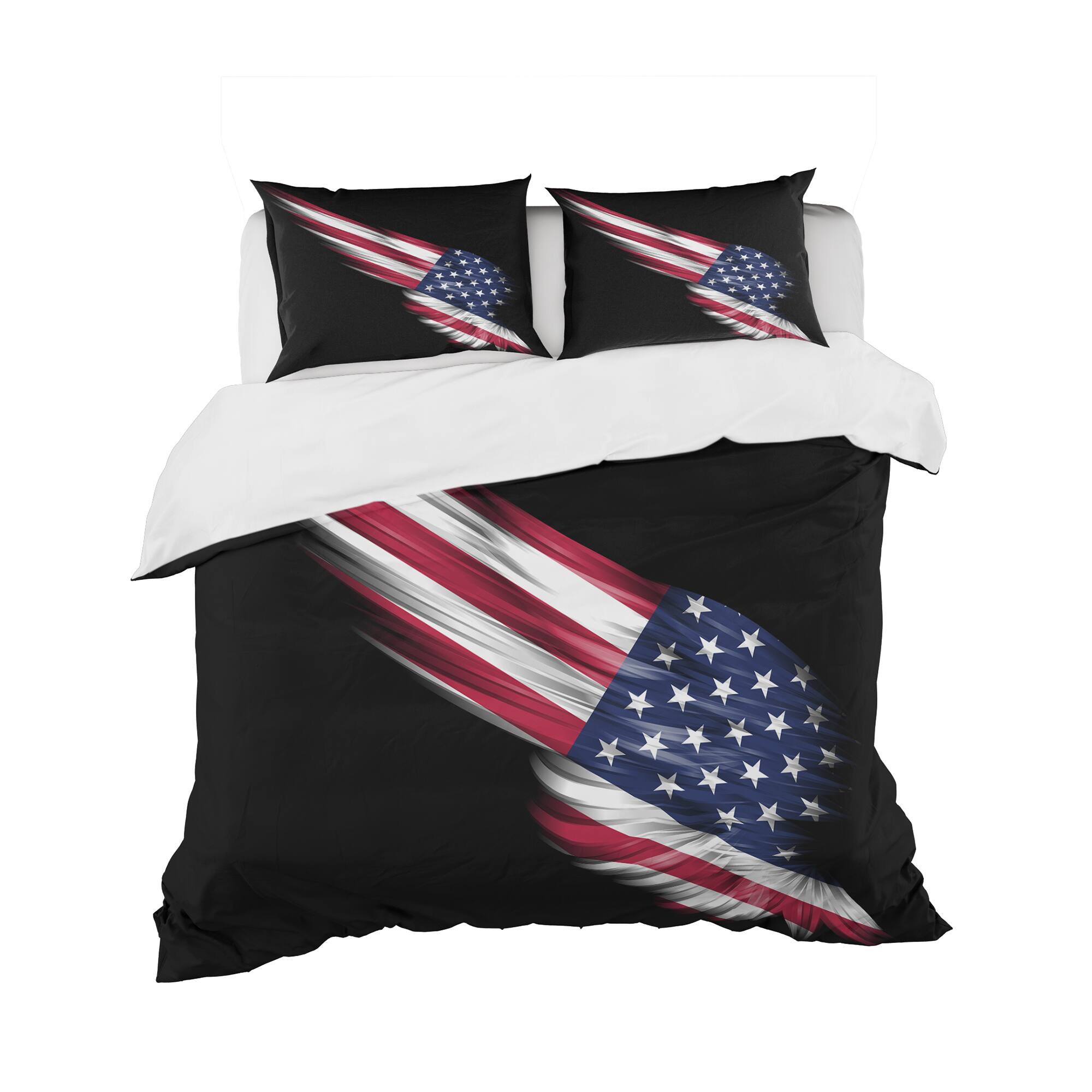 Designart &#x27;Wing with American Flag&#x27; Abstract Bedding Set - Duvet Cover &#x26; Shams