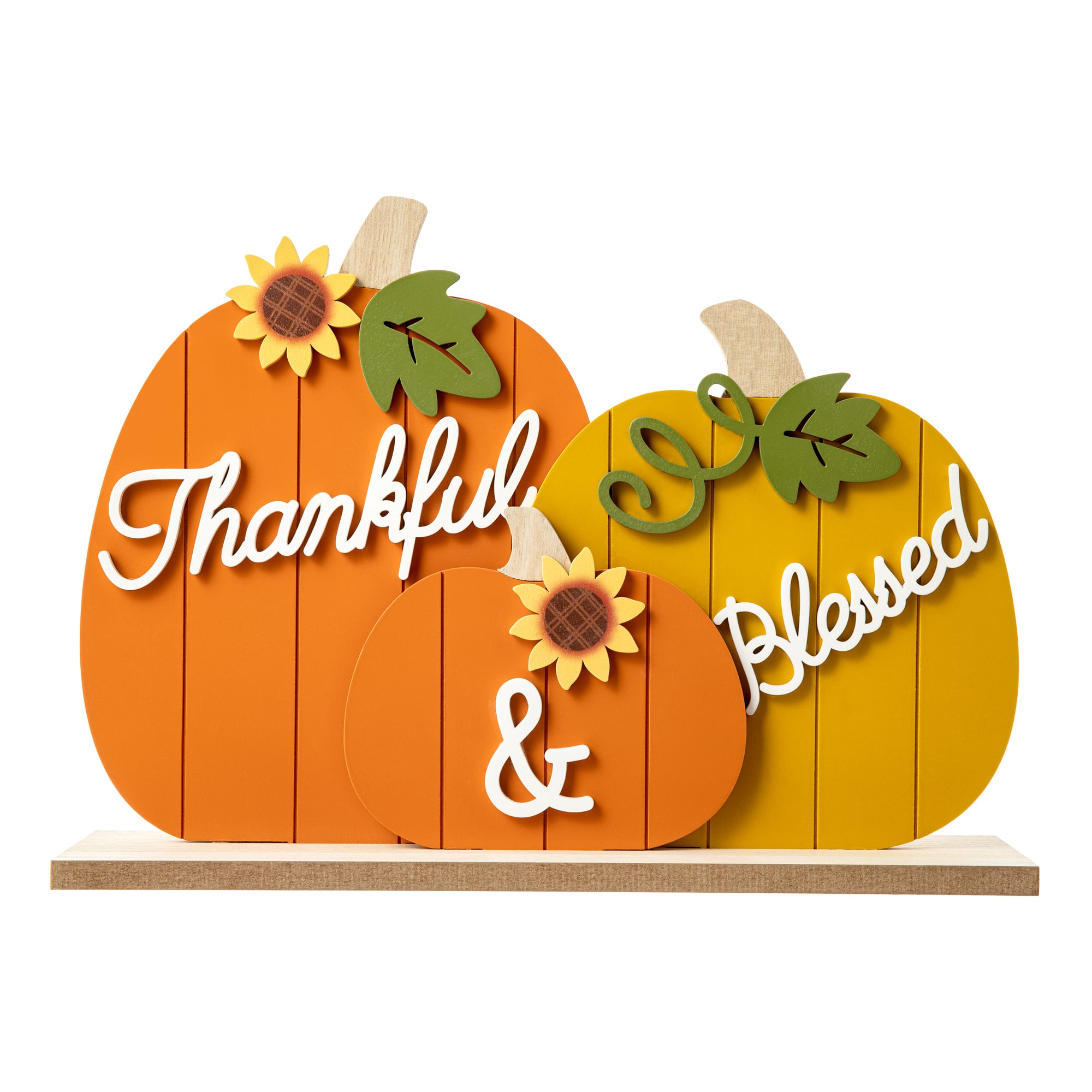 Glitzhome® 16" Thanksgiving Wooden Pumpkins Table Décor
