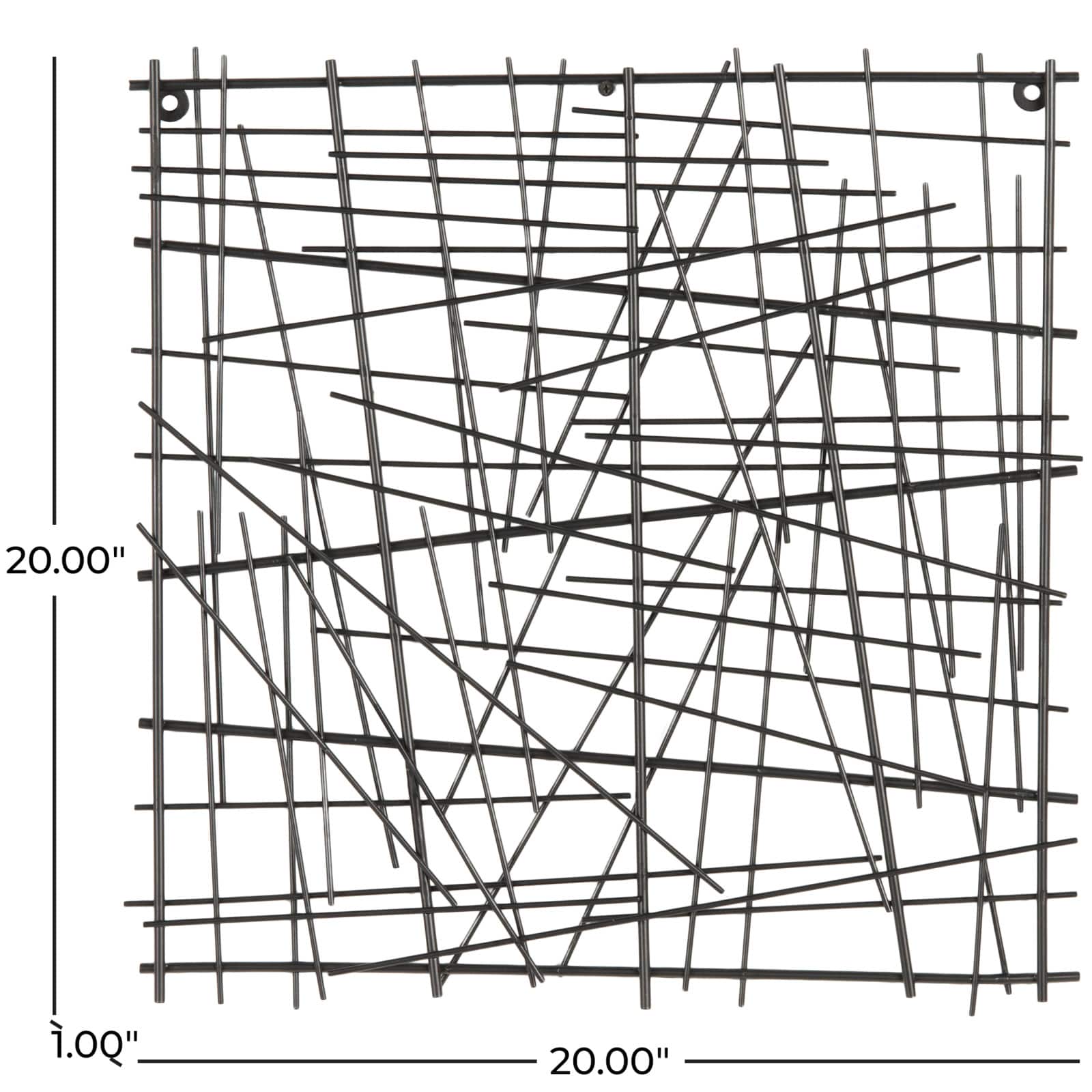 20" X 20" Black Metal Abstract Overlapping Sticks Home Wall Décor