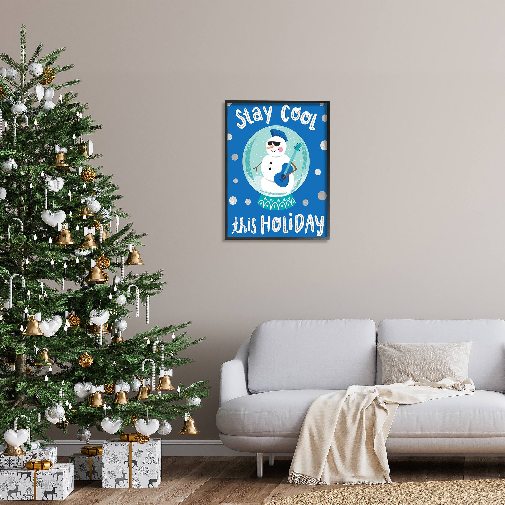 Stupell Industries Stay Cool This Holiday Musician Snowman Framed Giclee Art