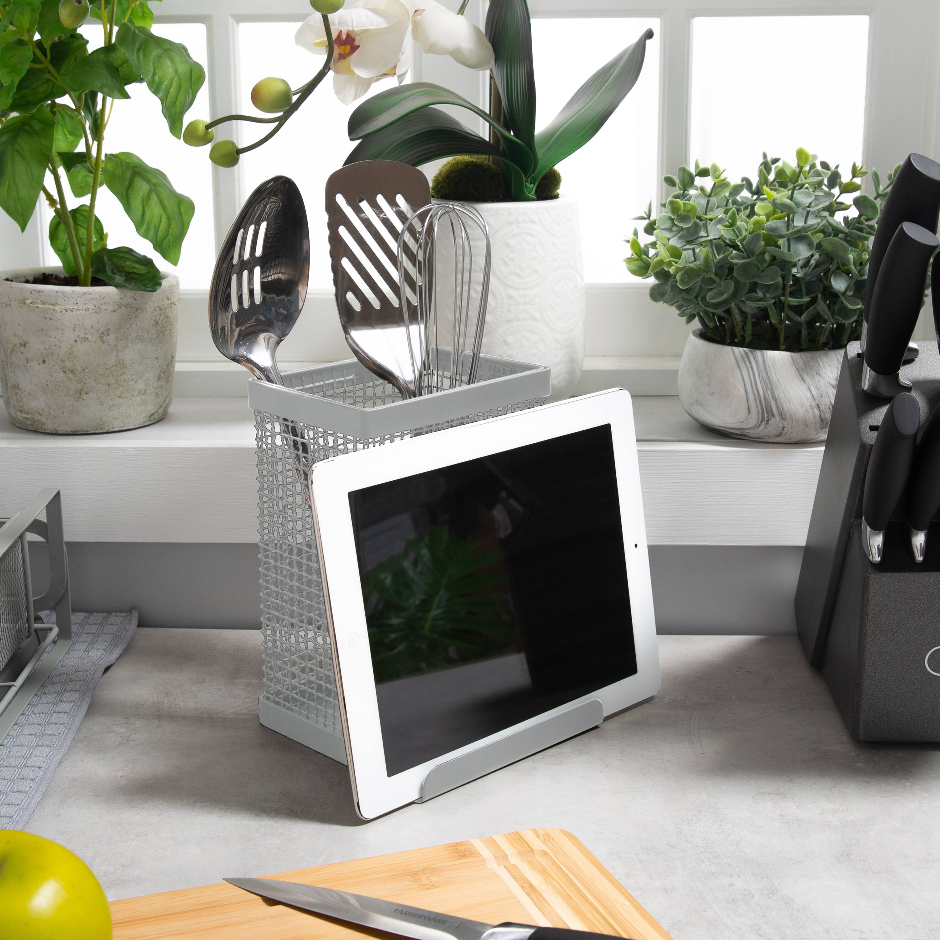 Kitchen Details Industrial Collection Gray Tablet and Utensil Holder