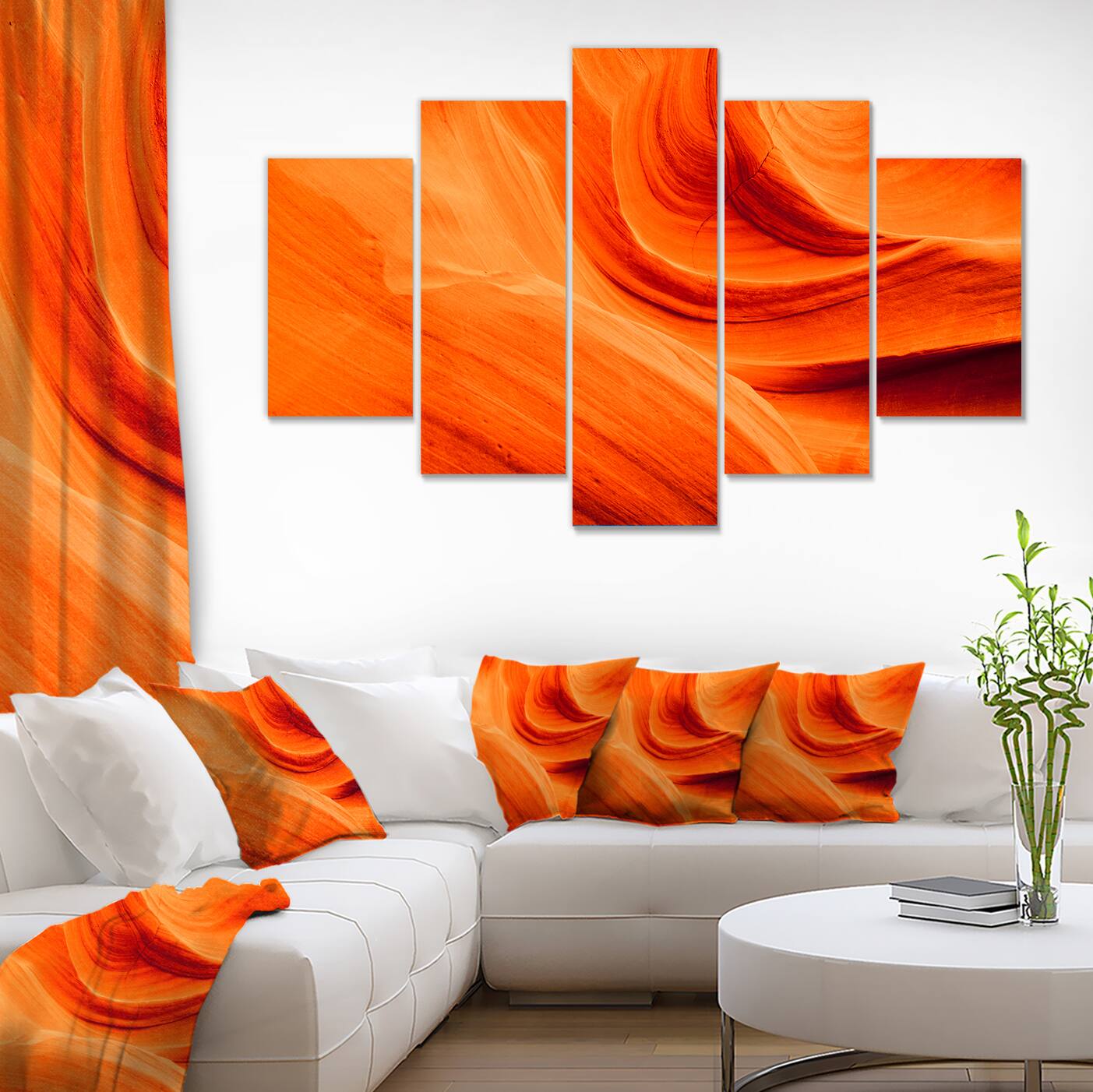 Designart - Orange Upper Antelope Canyon - Large Landscape Photography Canvas Print