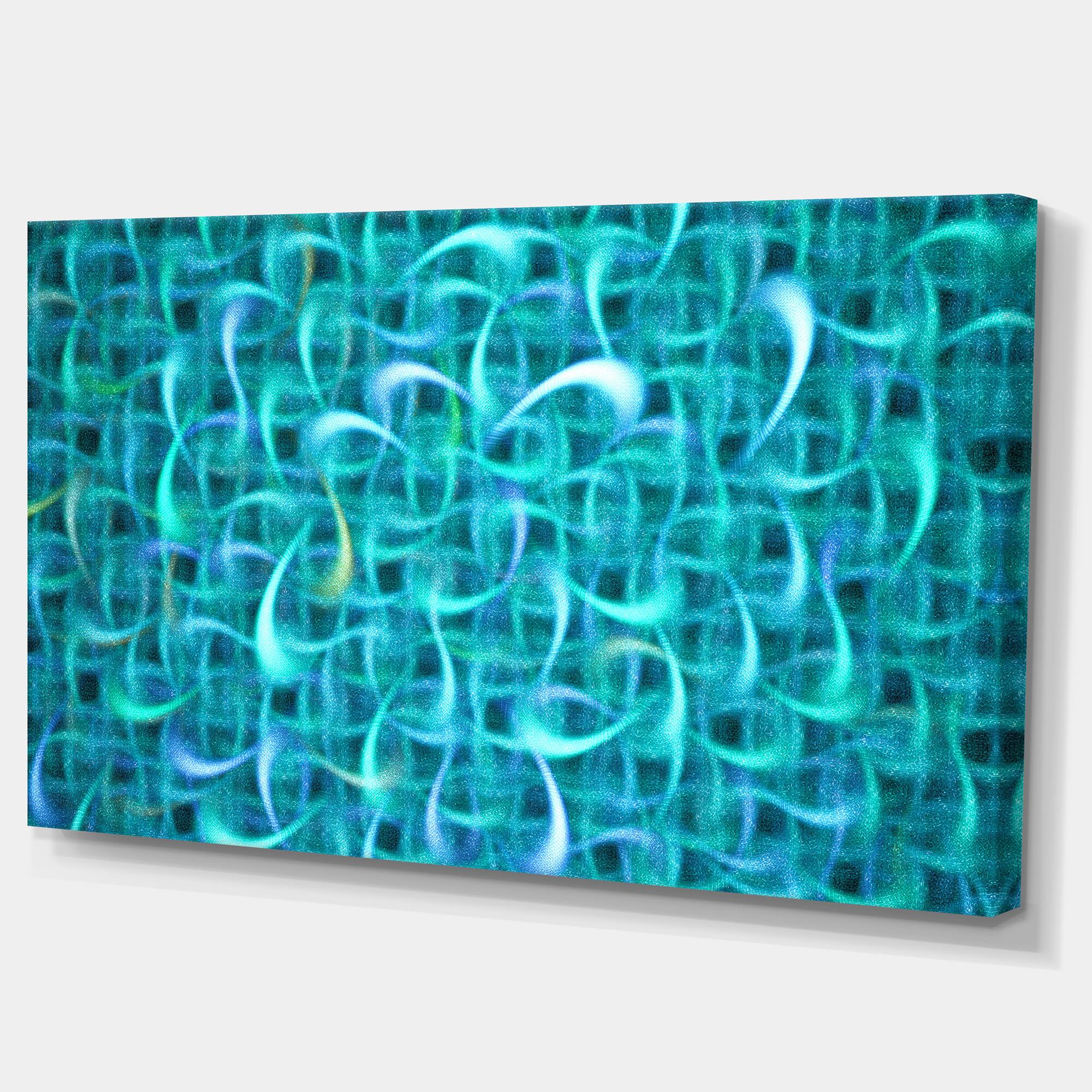 Designart - Turquoise Watercolor Fractal Pattern - Abstract Art on Canvas