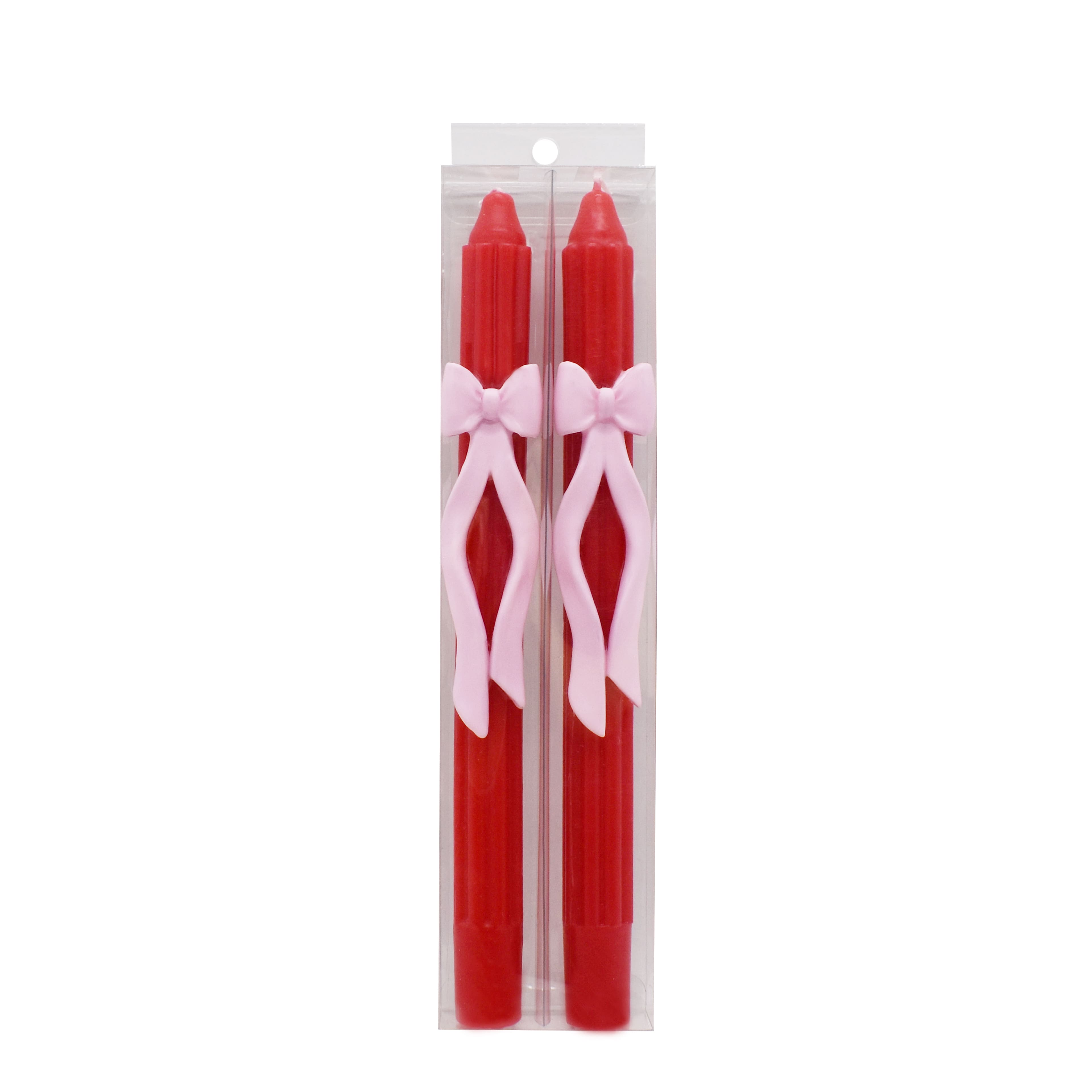 11.25&#x22; Red with White Bow Unscented Taper Candles, 2ct. by Ashland&#xAE;