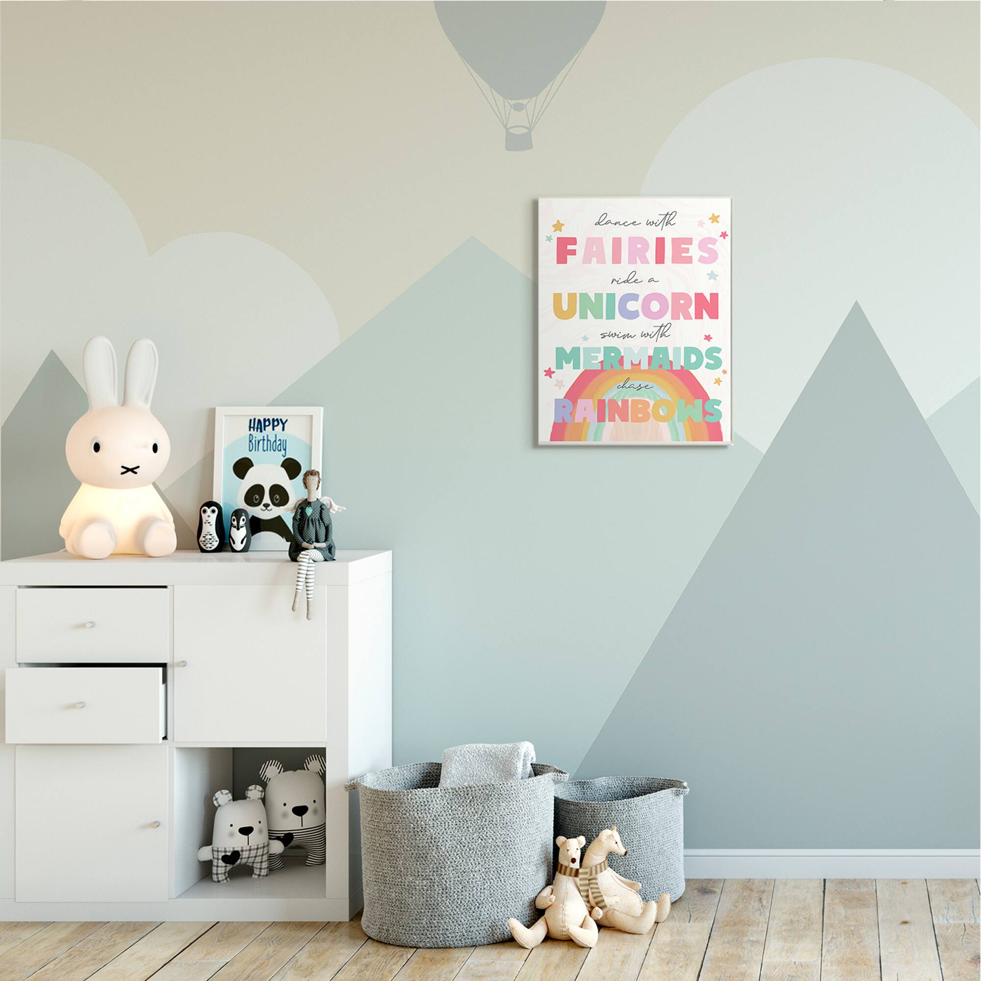Stupell Industries Fairies Unicorns Mermaids and Rainbows Whimsical Design Wood Wall Plaque