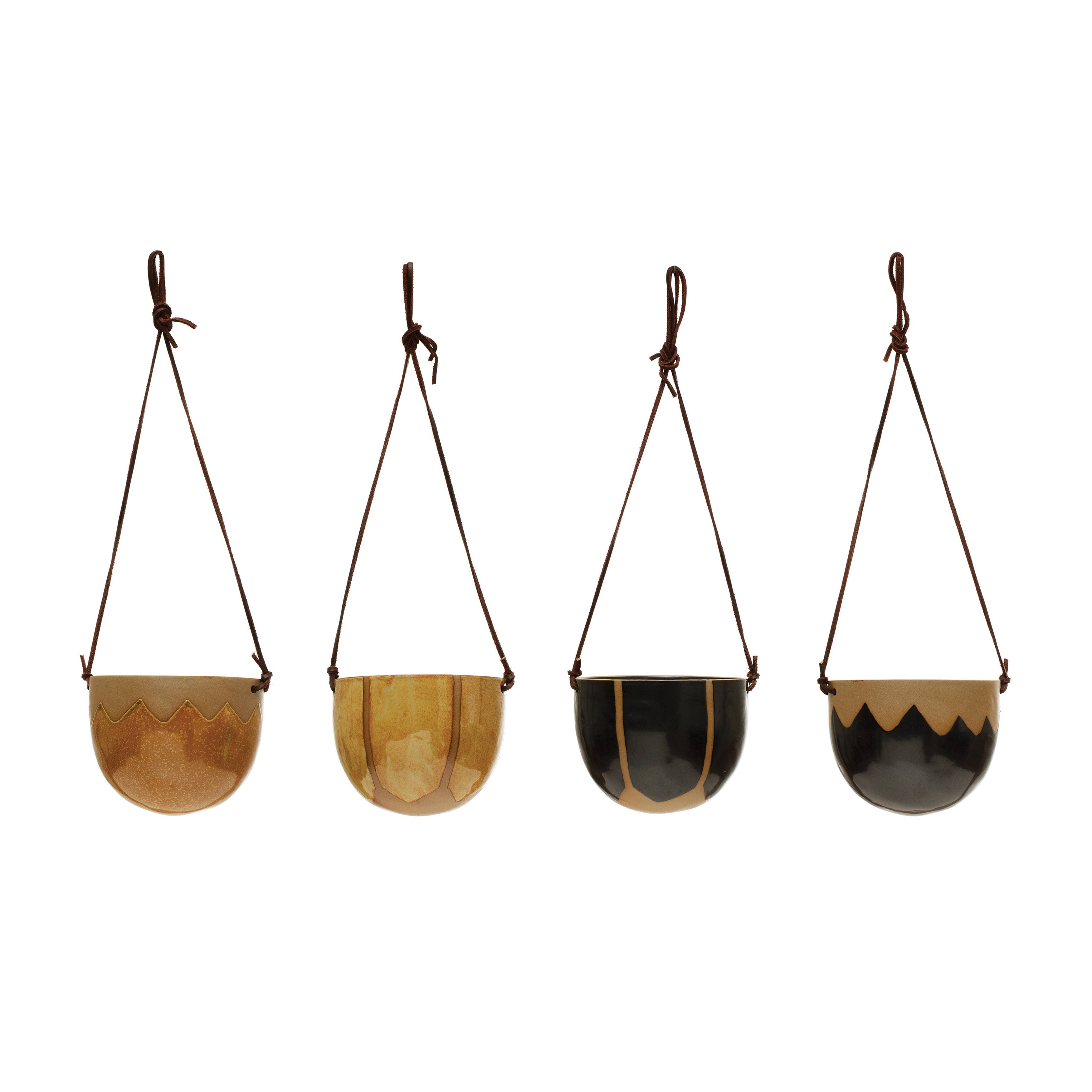 Hello Honey® Stoneware Hanging Pot with Reactive Glaze Set