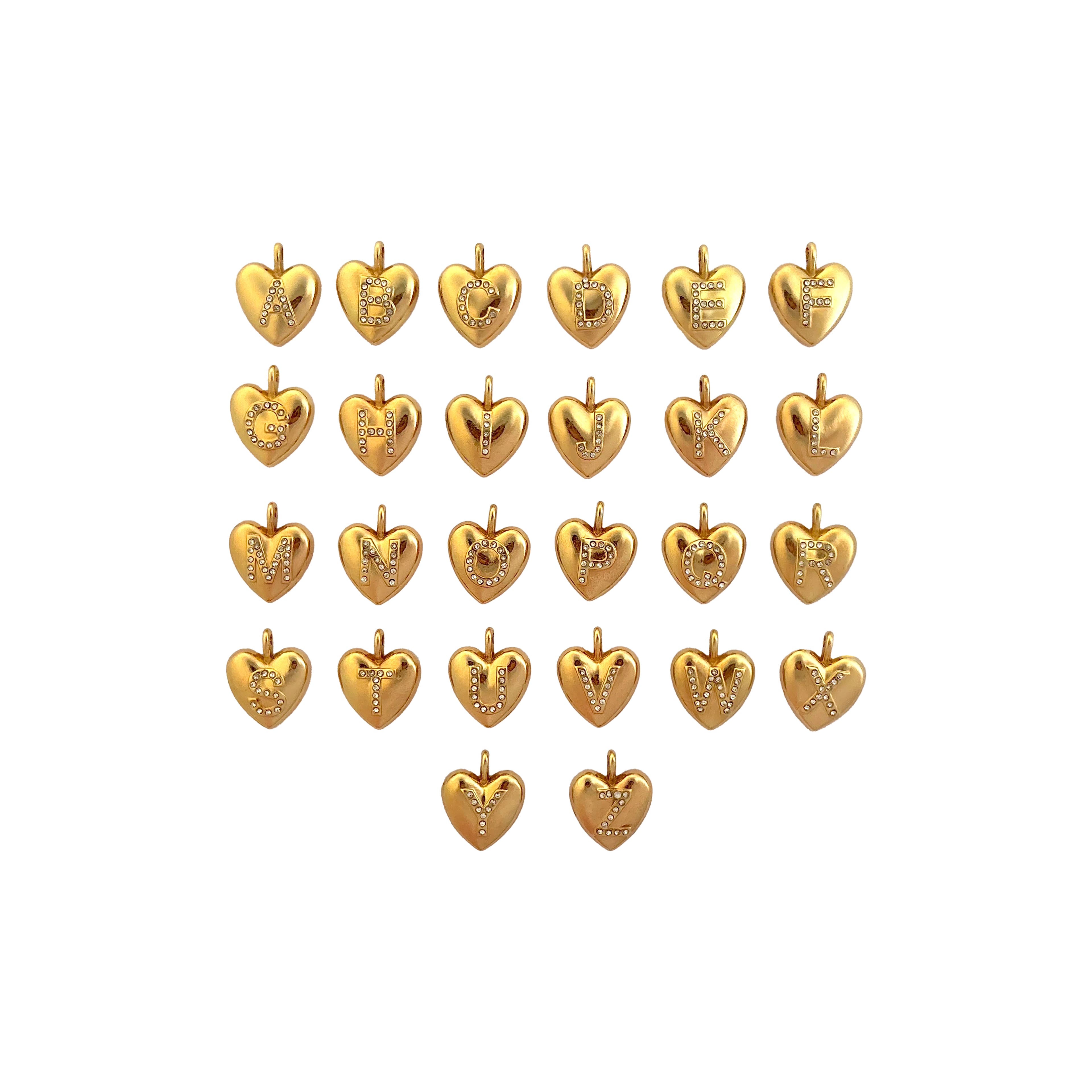 Blue Moon Studio™ Gold Mirror-Plated Heart Alphabet Charm Set